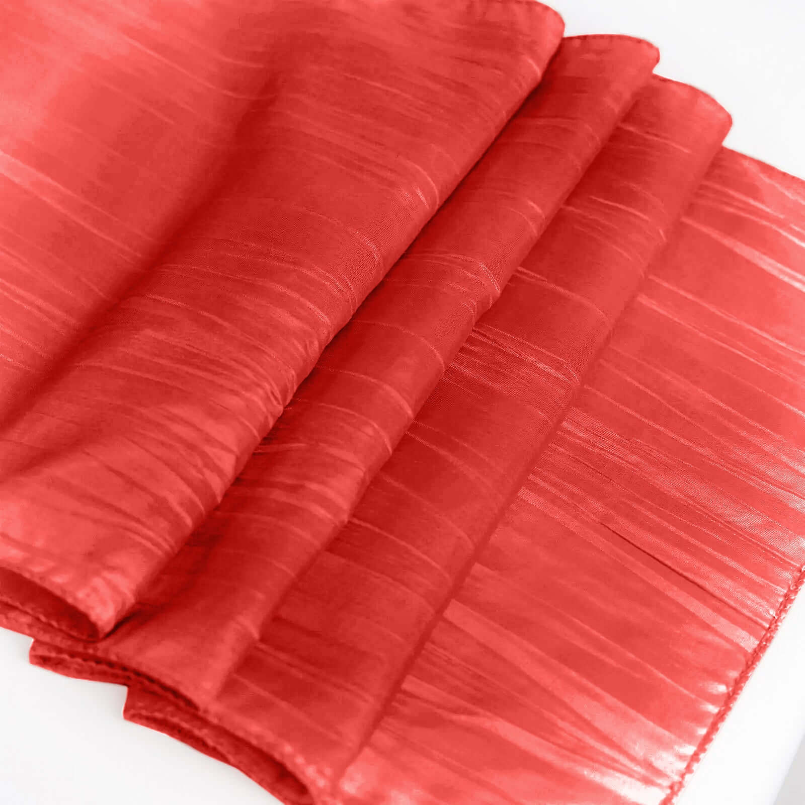 Taffeta 12x108 Table Runner Red - Accordion Crinkle Design