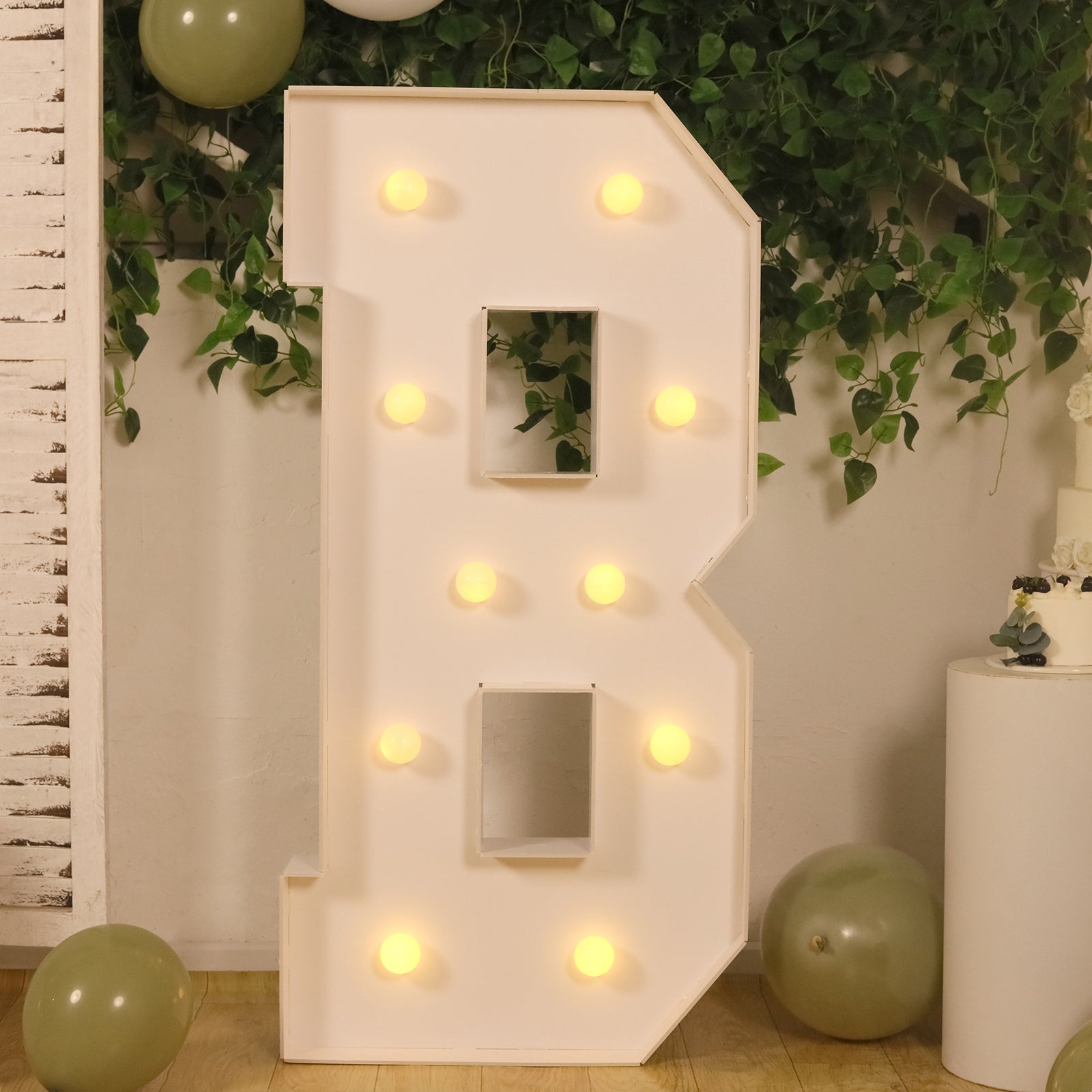 Giant LED Marquee Light Up Letter B, White 4ft Pre-Cut Foam Board with 10 Warm White Battery Operated LEDs, Glue Gun and Sticks