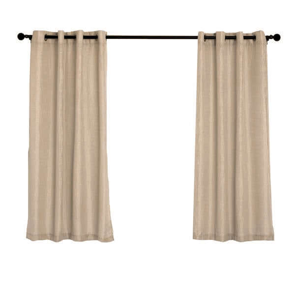 2 Pack Handmade Beige Faux Linen Curtains 52x64, Curtain Panels With Chrome Grommets