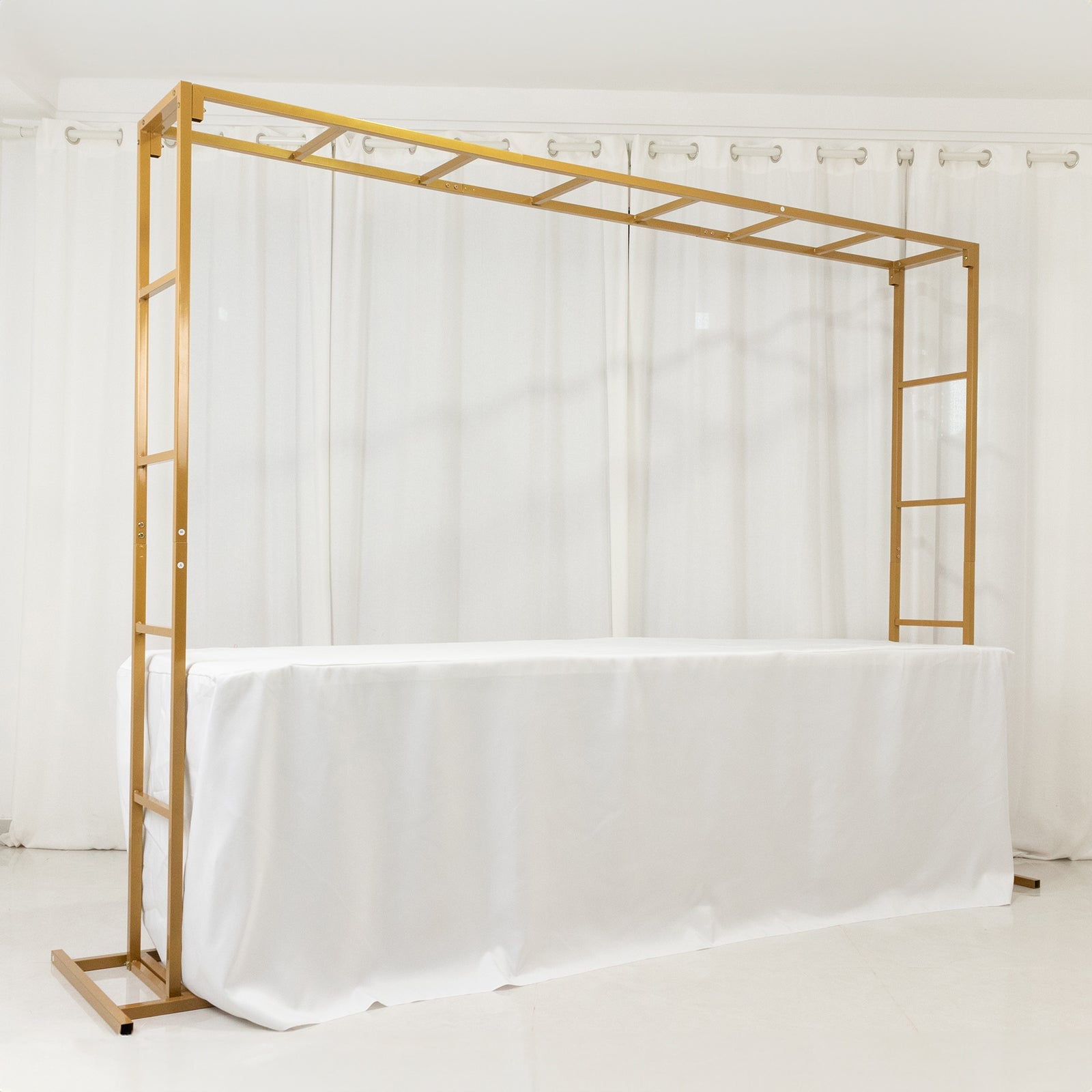 6ftx8ft Gold Rectangular Arbor - Freestanding 6' High Over the Table Stand, Backdrop Stand with Double Frame for Floral Balloon Décor