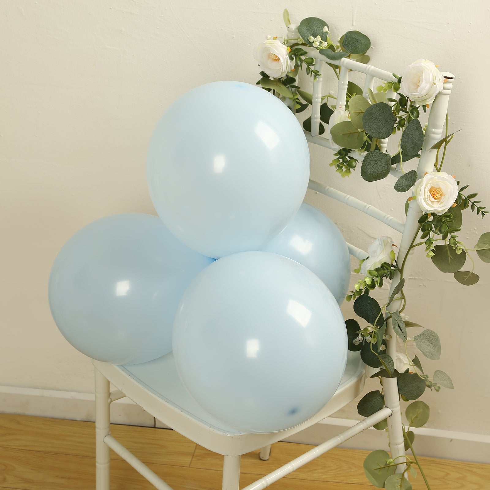 50 Pack Matte Pastel Ice Blue Biodegradable Balloons 12, Round Eco-friendly Thick Latex Party Balloons