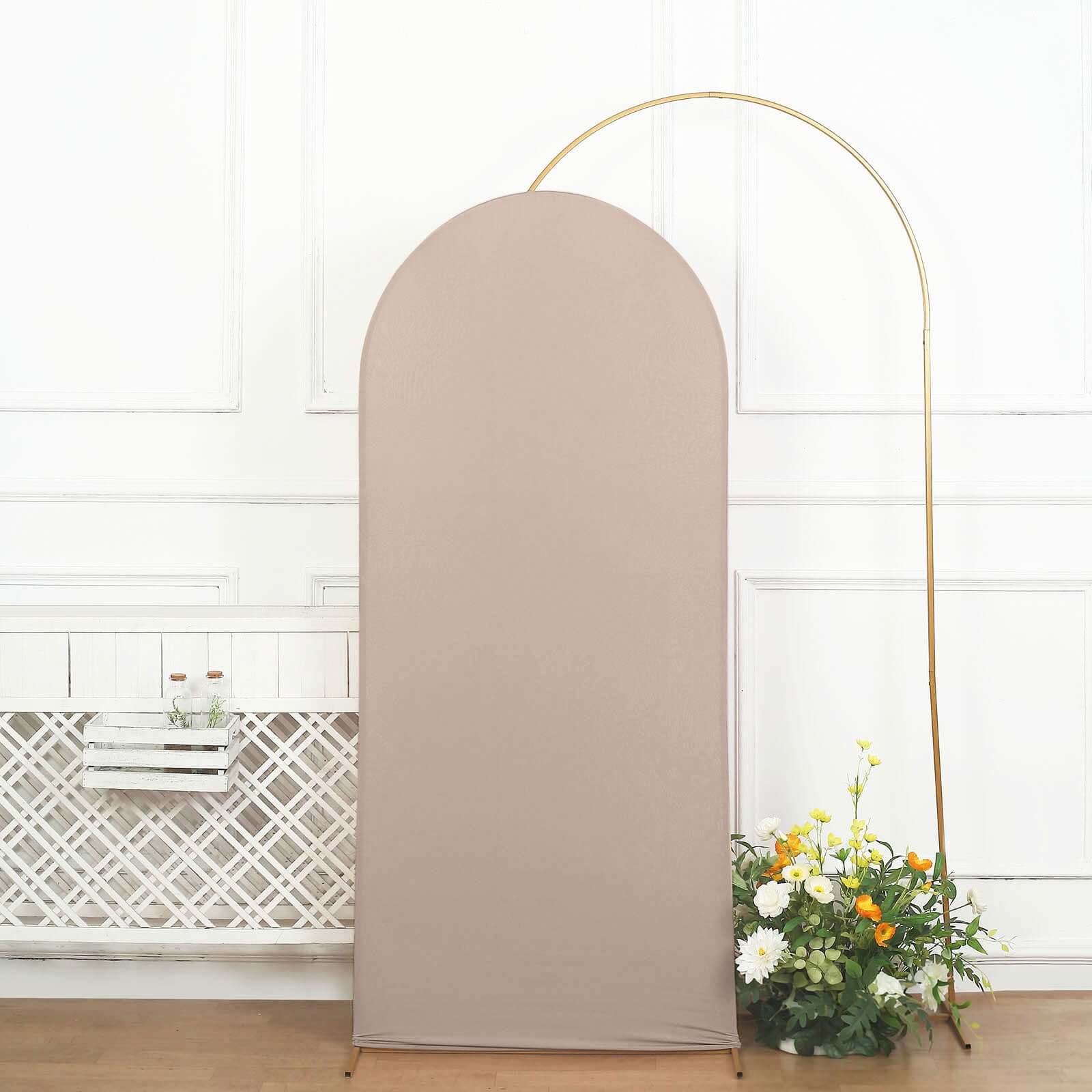 6ft Matte Nude Spandex Fitted Chiara Backdrop Stand Cover For Round Top Wedding Arch