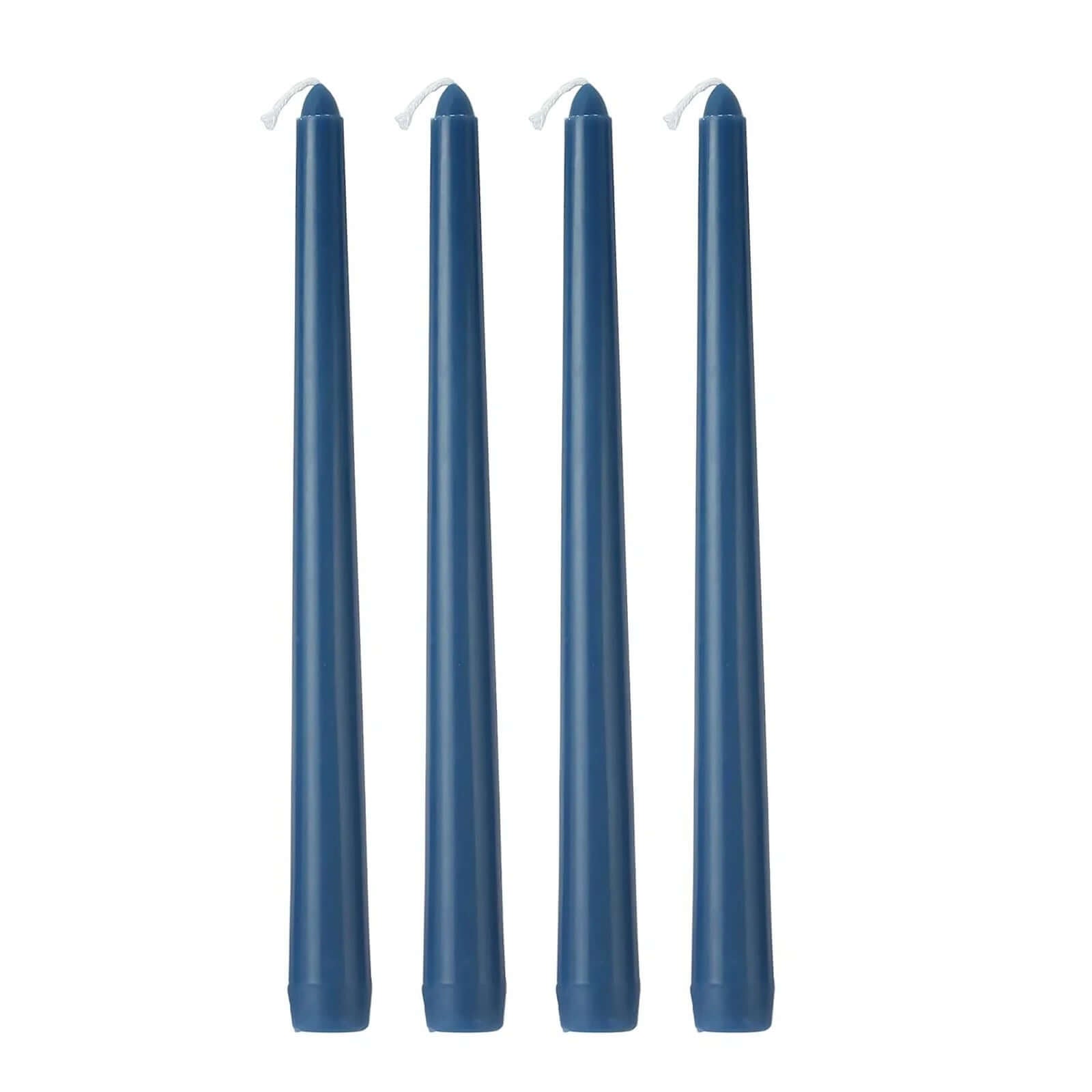 12-Pack Taper Candles Premium Wax Design Navy Blue - Unscented Candles for Upscale Settings 10