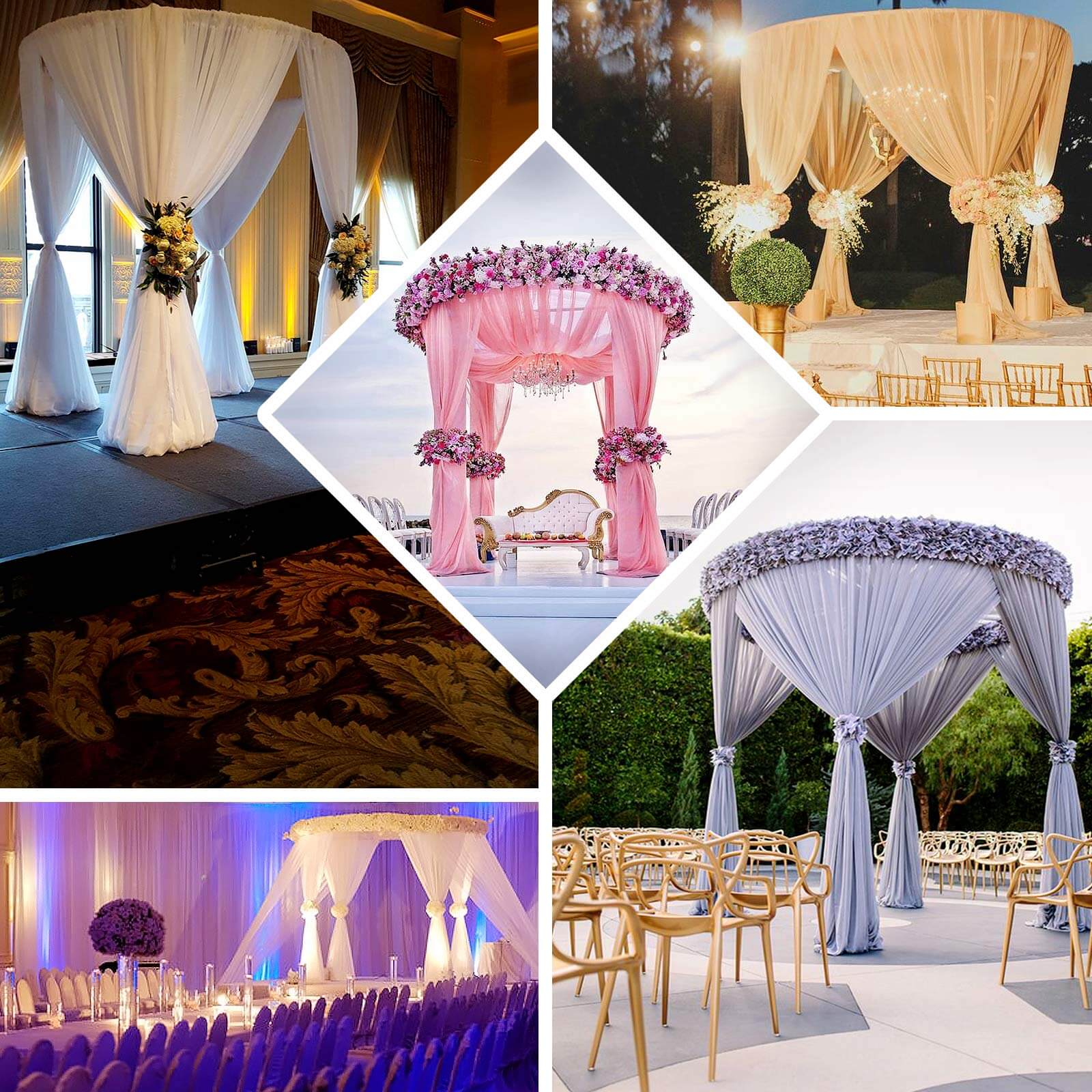 10ft Adjustable 4-Post Round Black Metal Backdrop Stand Canopy, Circular Wedding Event Arch Frame Chuppah