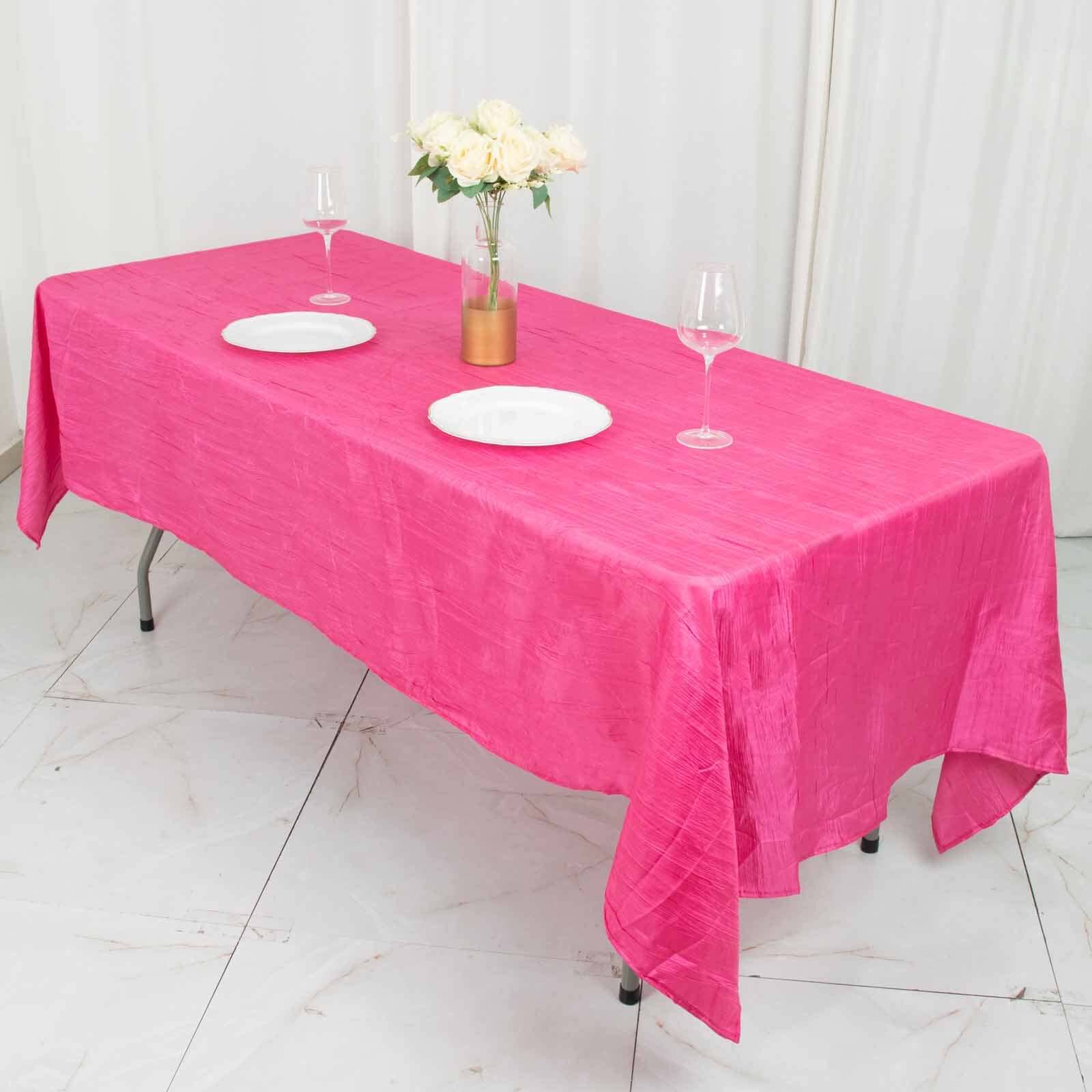 Taffeta 60x102 Rectangle Tablecloth Fuchsia - Accordion Crinkle Table Cover