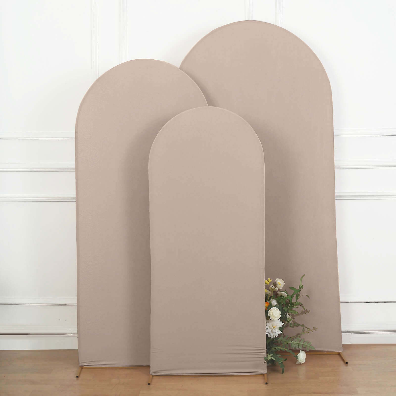 5ft Matte Nude Spandex Fitted Chiara Backdrop Stand Cover For Round Top Wedding Arch