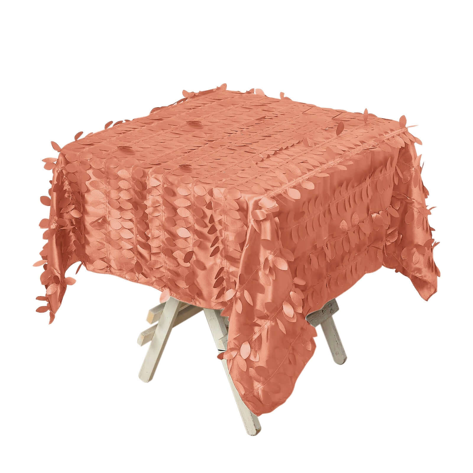 Taffeta 54x54 Square Tablecloth Terracotta (Rust) 3D Leaf Petal Table Cover
