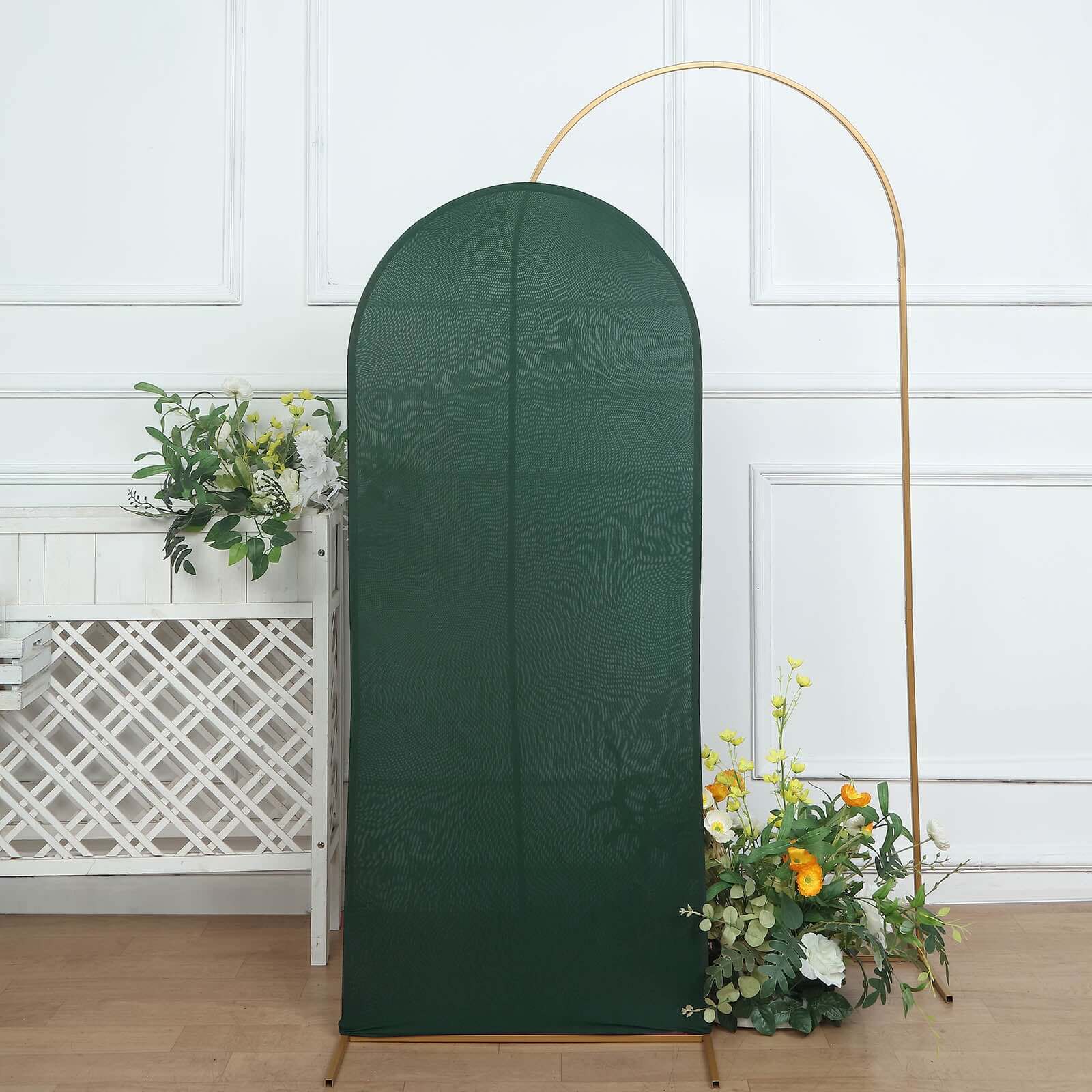 5ft Matte Hunter Emerald Green Spandex Fitted Chiara Backdrop Stand Cover For Round Top Wedding Arch