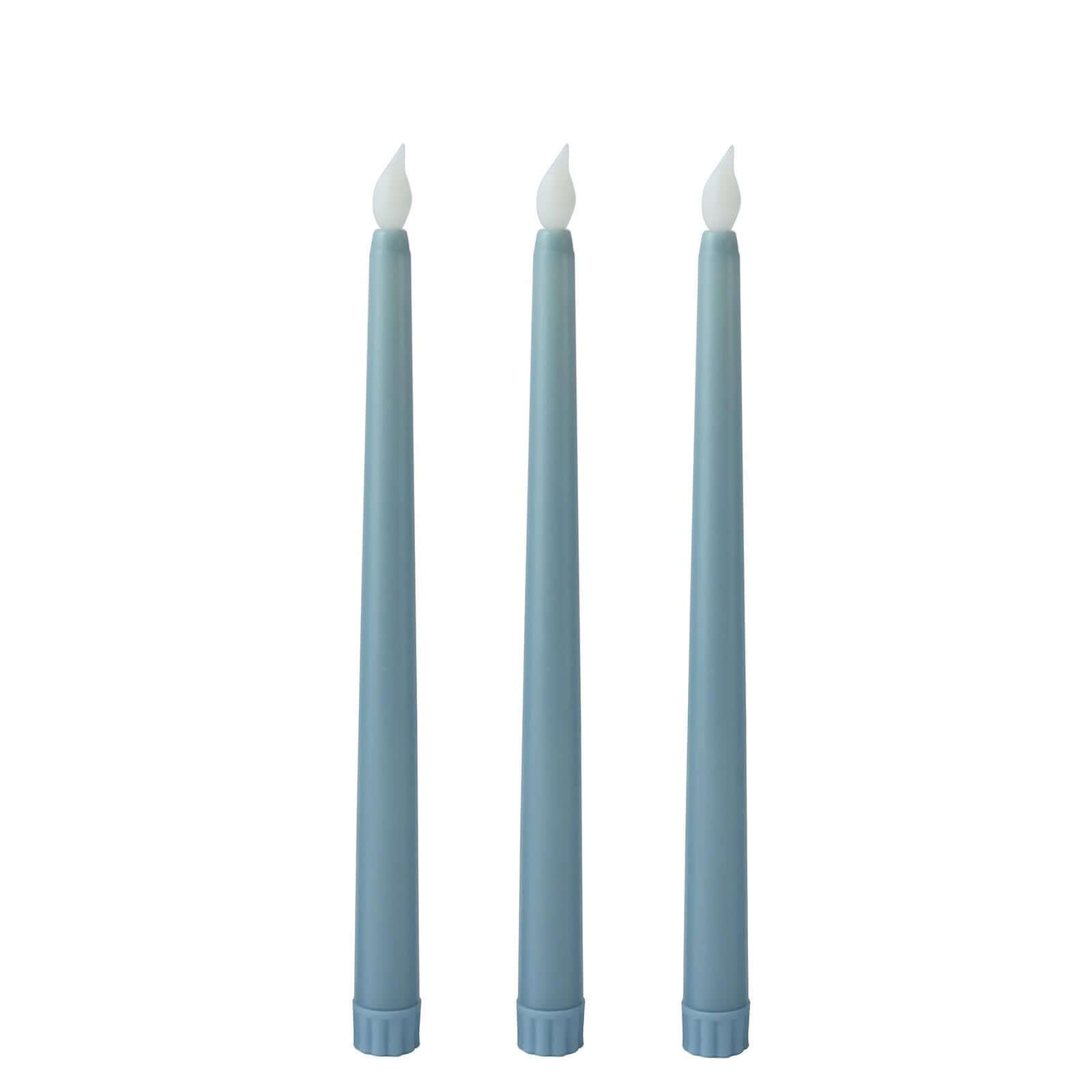 3-Pack LED Decorative Lighting Warm Flickering Dusty Blue - Flameless Taper Candles 11