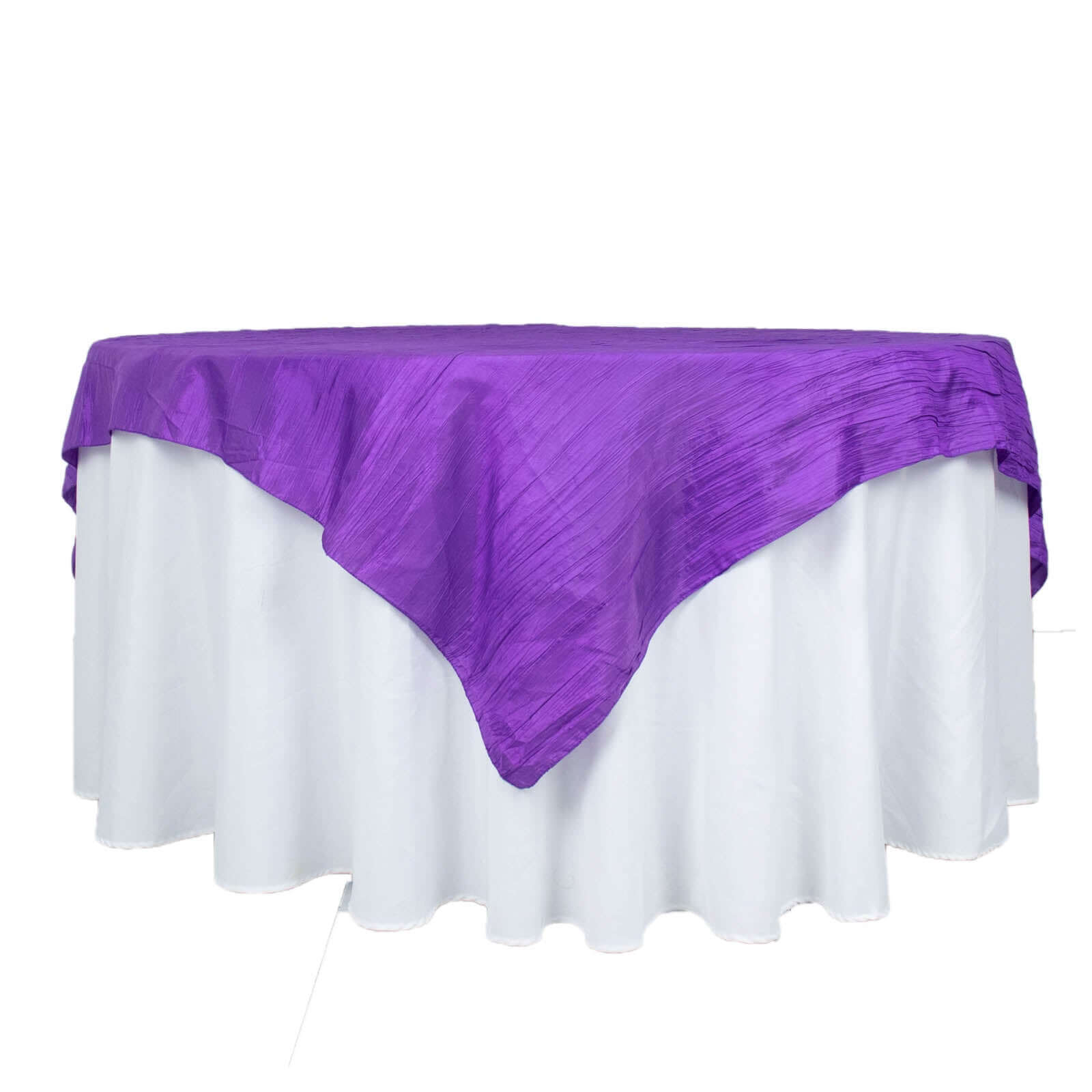 Taffeta 72x72 Table Overlay Square Tablecloth Purple - Accordion Crinkle Table Cover