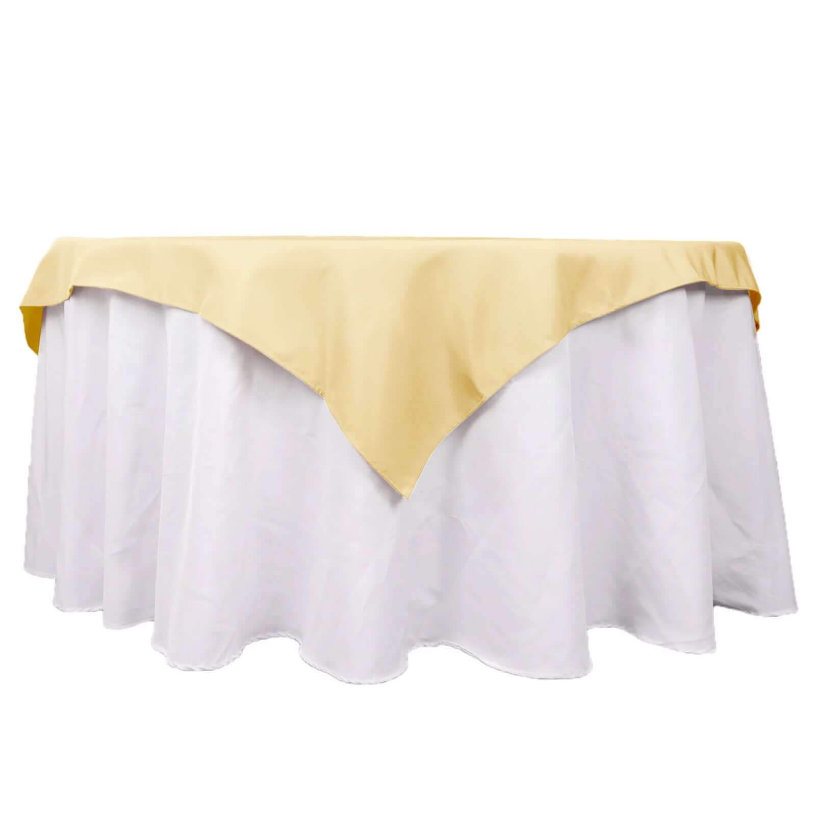 Premium Polyester 54x54 Table Overlay Square Tablecloth Champagne - 220GSM Stain and Wrinkle-Resistant Table Topper