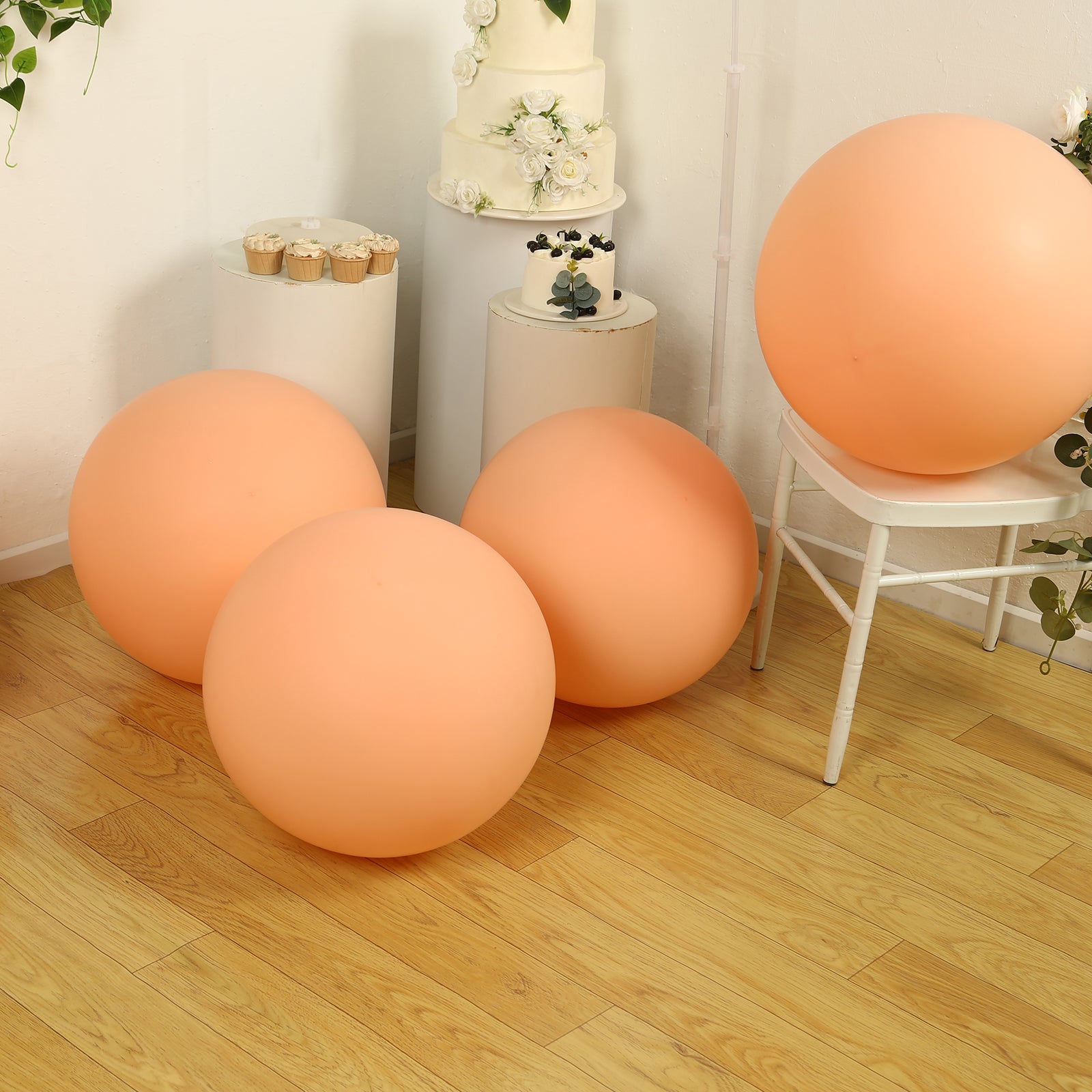 5 Pack Large Matte Pastel Blush Biodegradable Balloons, 36 Round Eco-friendly Thickened Latex Party Balloons