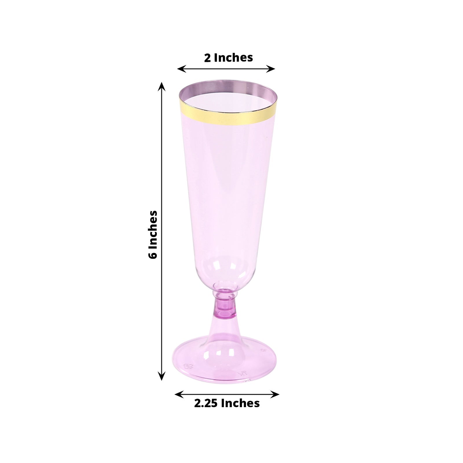 12-Pack Plastic Champagne Flutes Transparent Purpler with Gold Rim - Stylish Disposable Cocktail Glasses for Parties 5oz 6