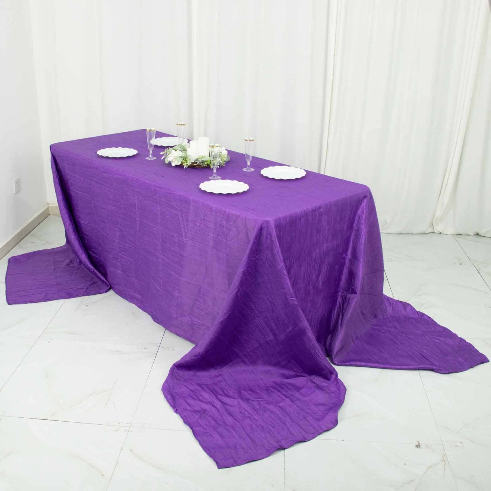 Taffeta 90x156 Rectangle Tablecloth Purple - Accordion Crinkle Seamless Table Cover