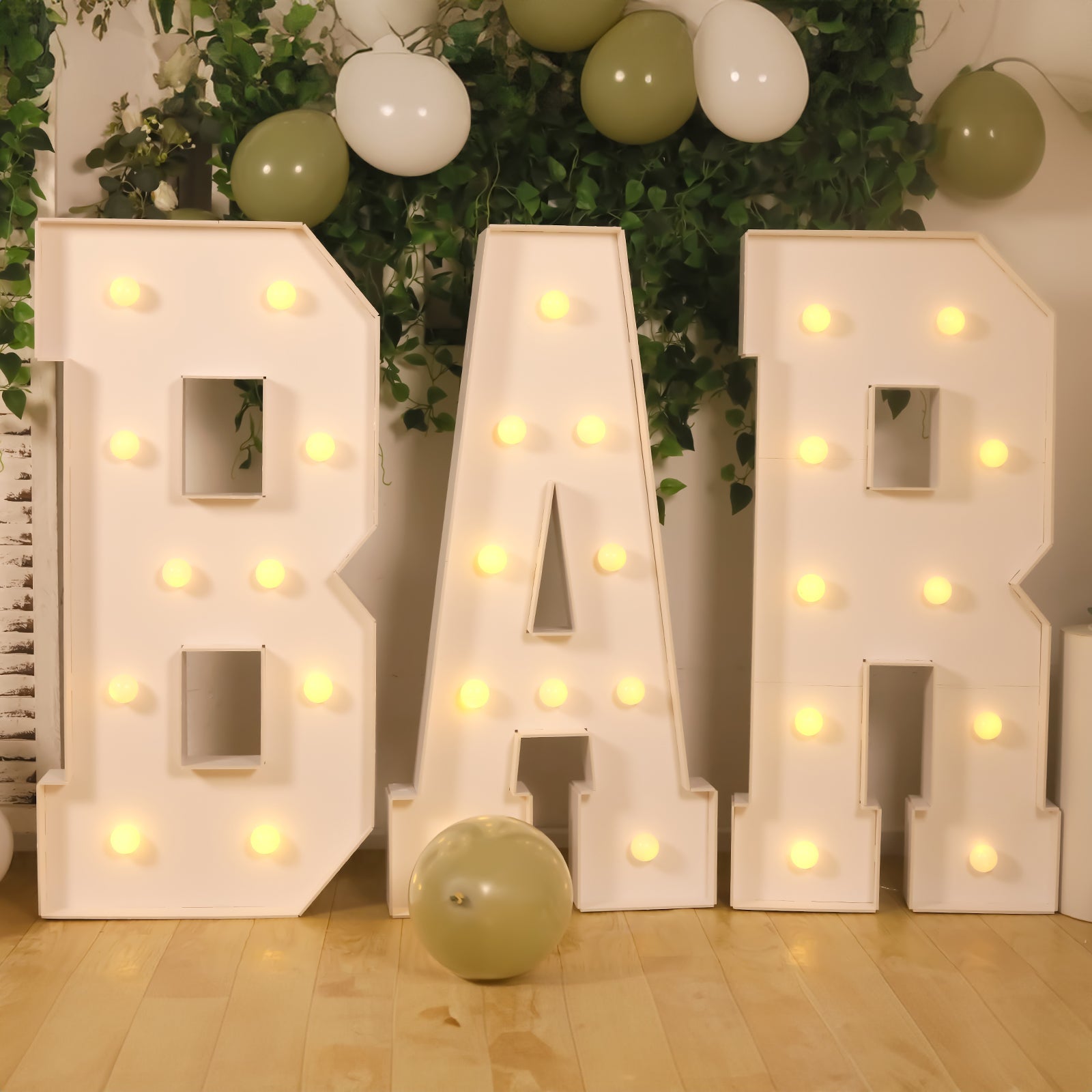 Giant LED Marquee Light Up Letter R, White 4ft Pre-Cut Foam Board with 10 Warm White Battery Operated LEDs, Glue Gun and Sticks