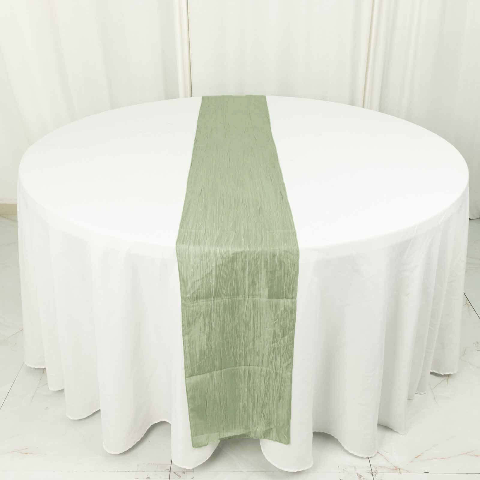 Taffeta 12x108 Table Runner Sage Green - Accordion Crinkle Design