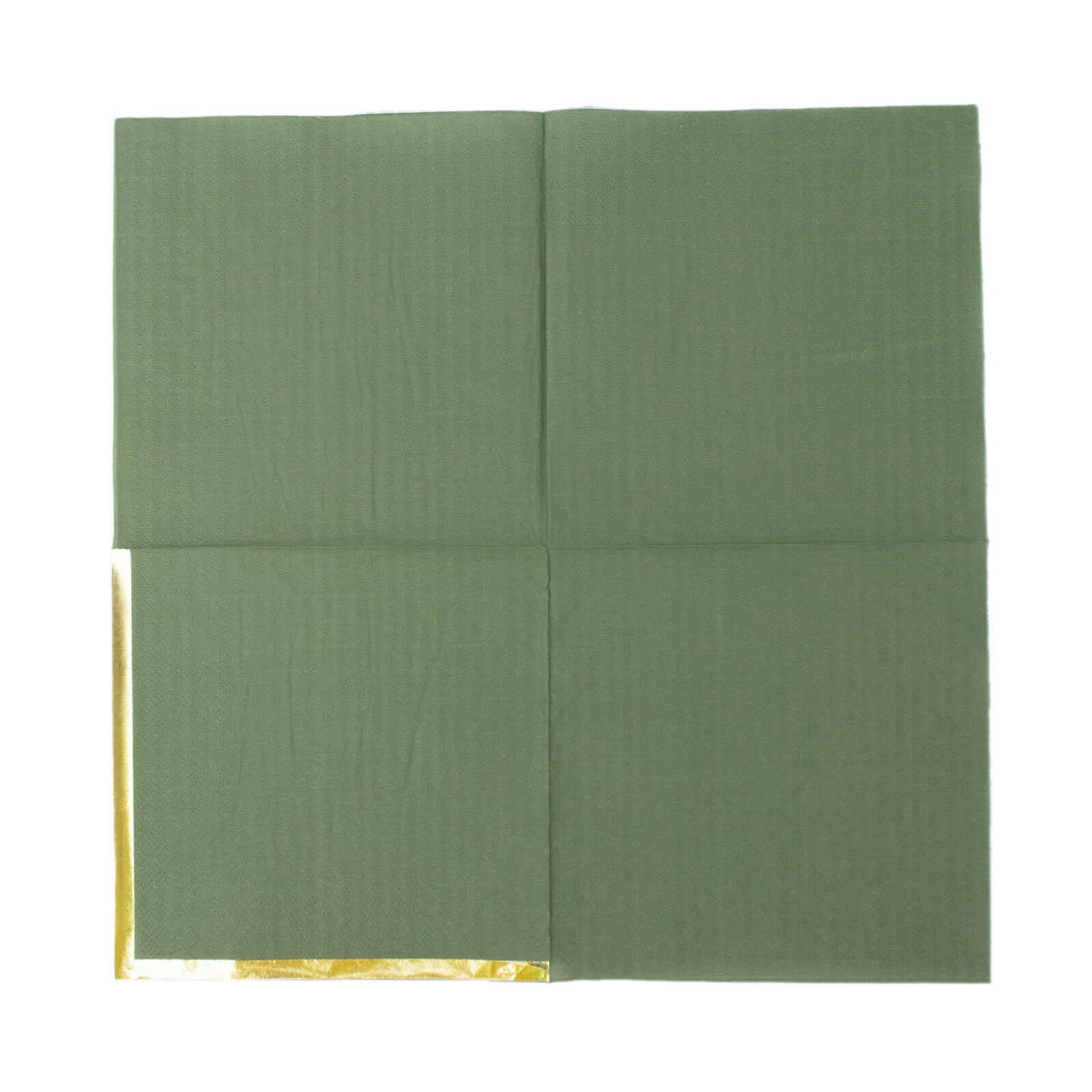 50-Pack Paper Beverage Napkins with Gold Foil Olive Green - Disposable 2 Ply Cocktail Napkins for Events 6.5x6.5