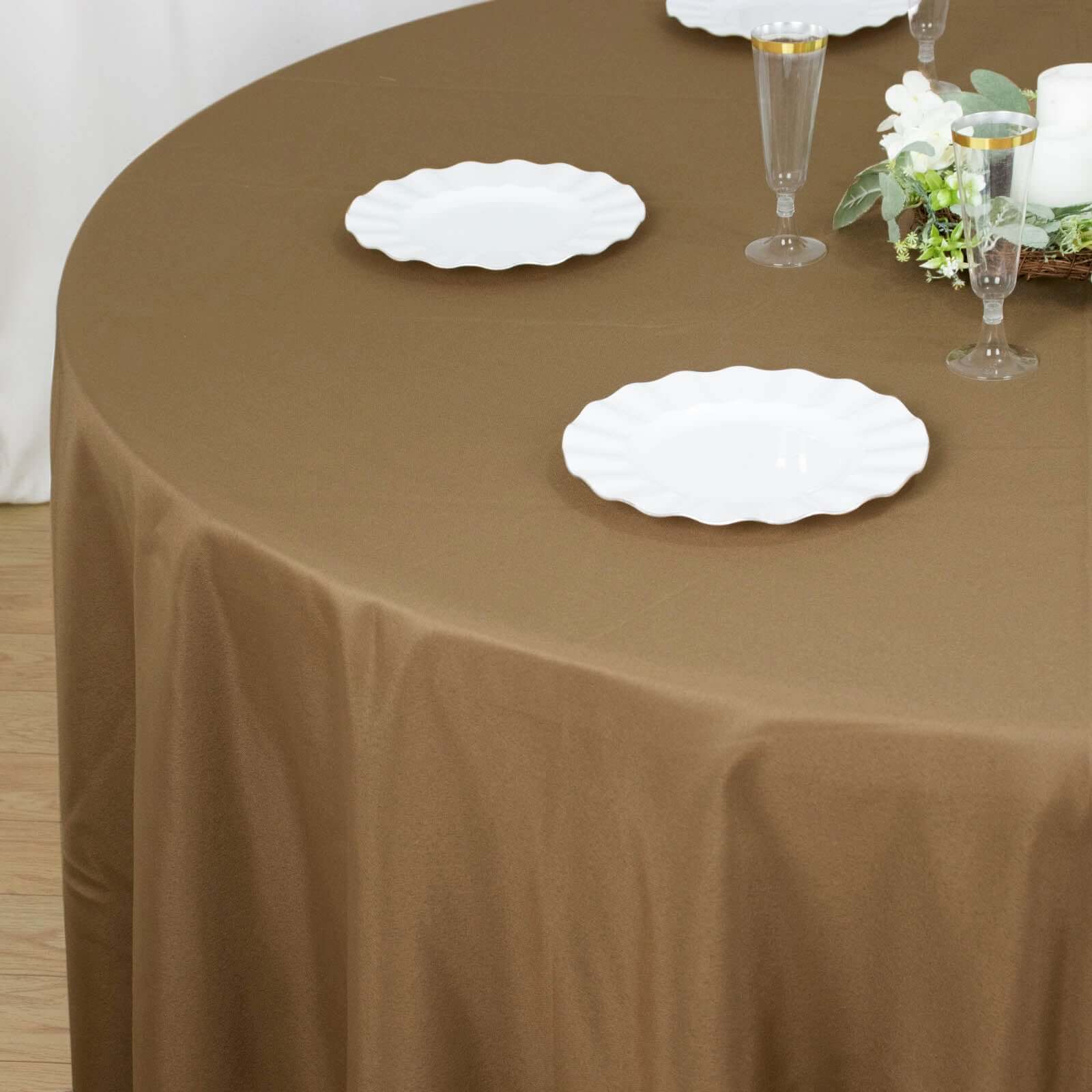 Polyester 120 Round Tablecloth Taupe - Seamless Wrinkle-Resistant Table Cover