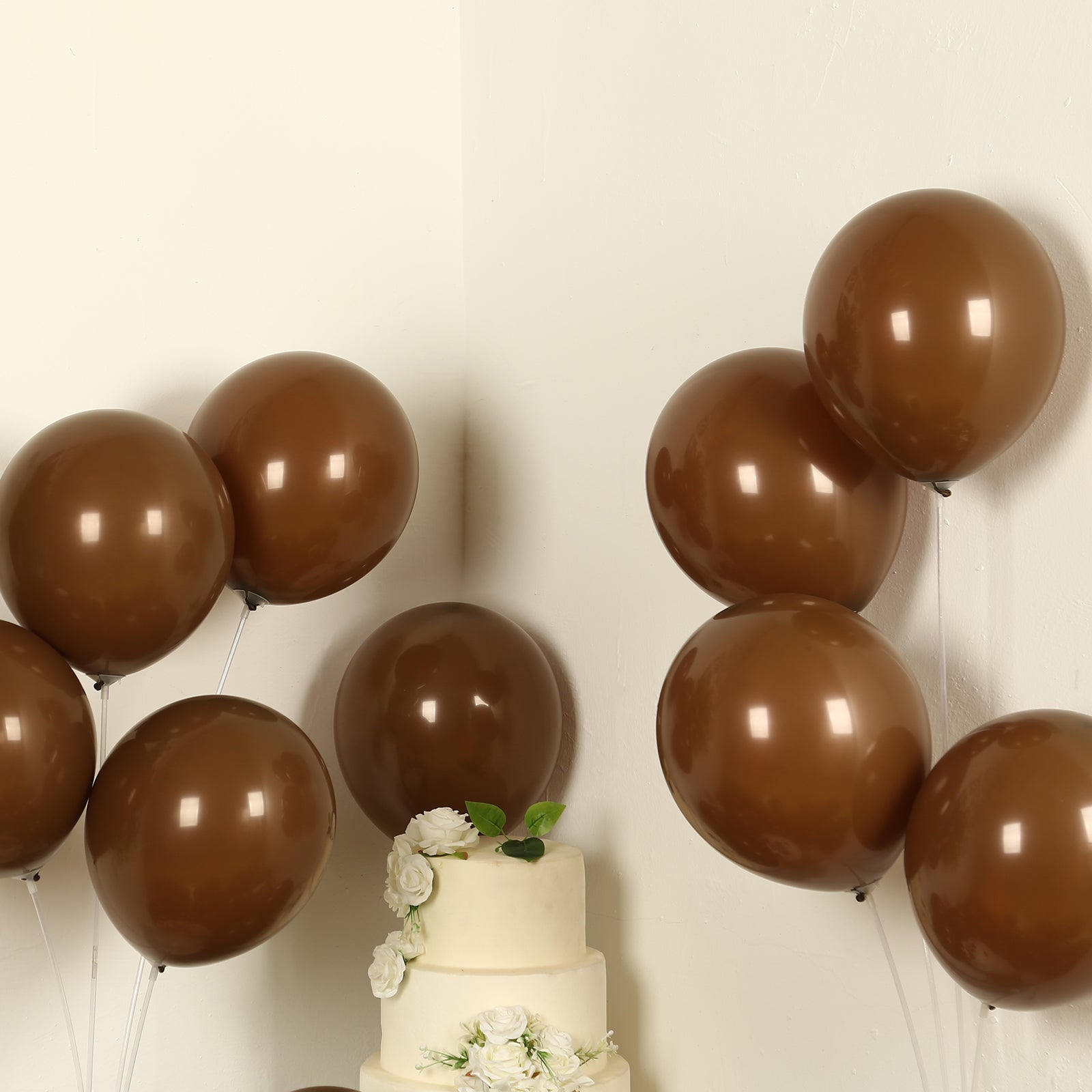 50 Pack Matte Pastel Cinnamon Brown Biodegradable Balloons 12, Round Eco-friendly Thick Latex Party Balloons