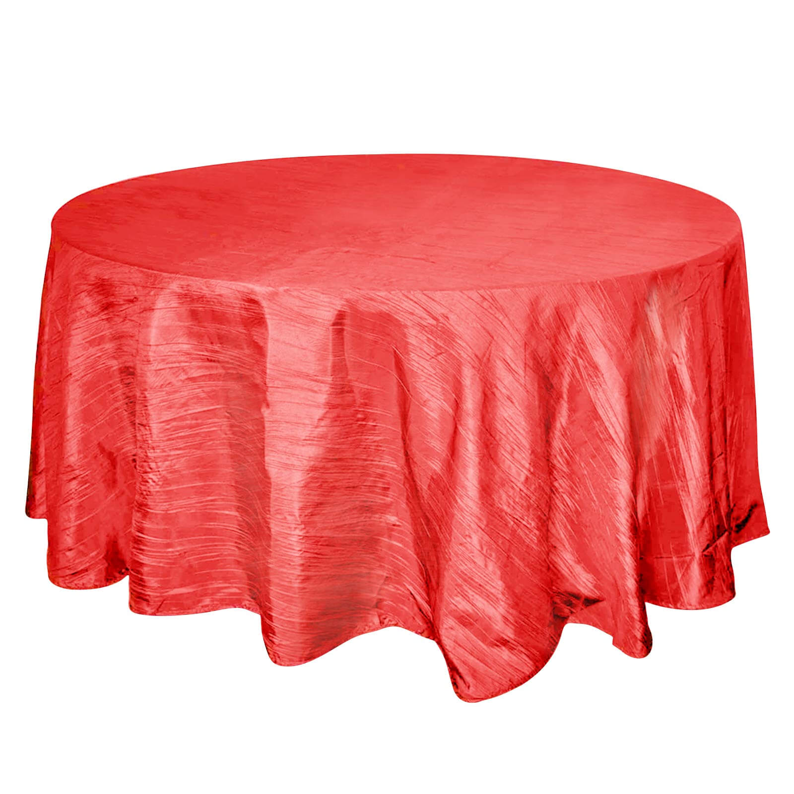 Taffeta 120 Round Tablecloth Red - Seamless Accordion Crinkle Table Cover