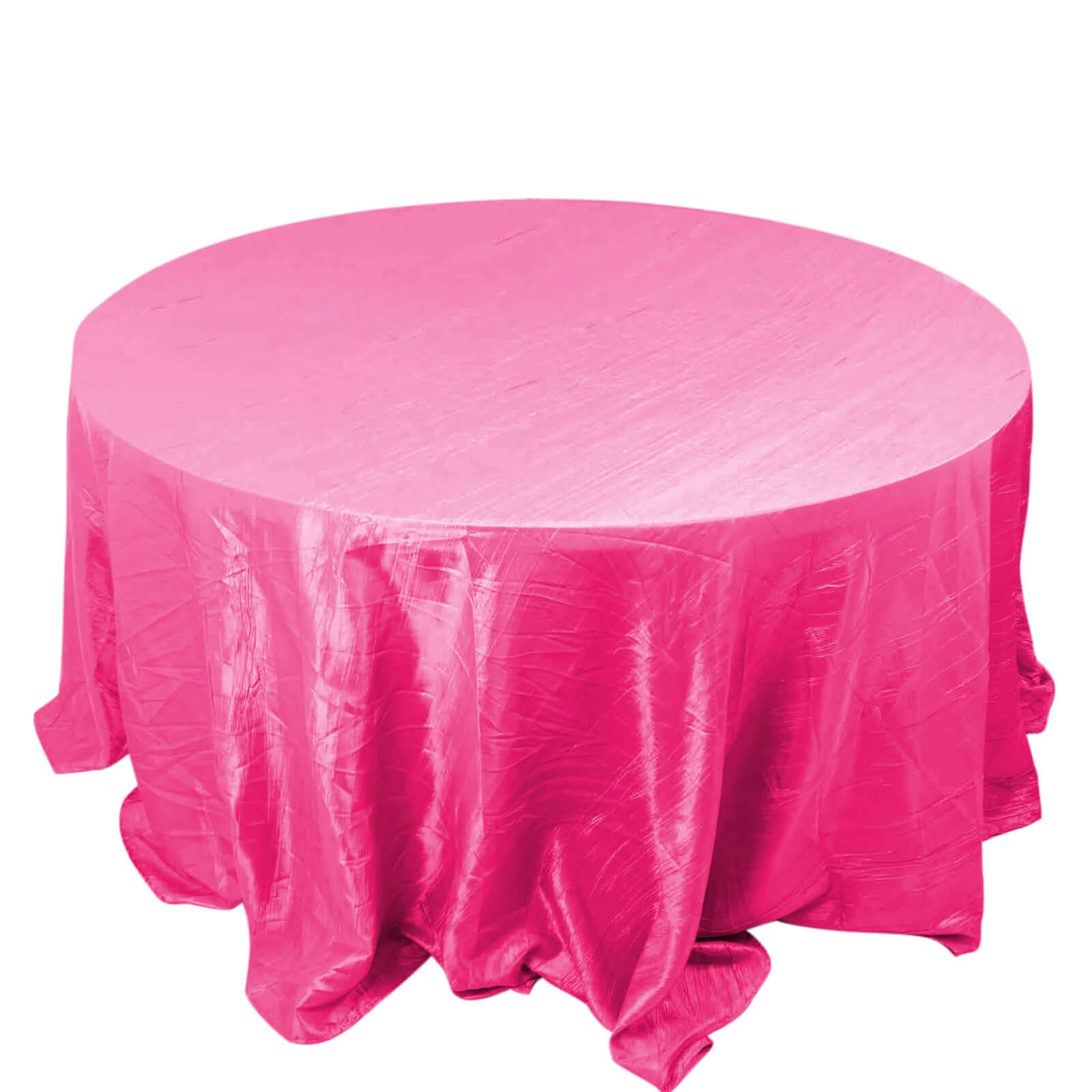 Taffeta 132 Round Tablecloth Fuchsia - Seamless Accordion Crinkle Table Cover