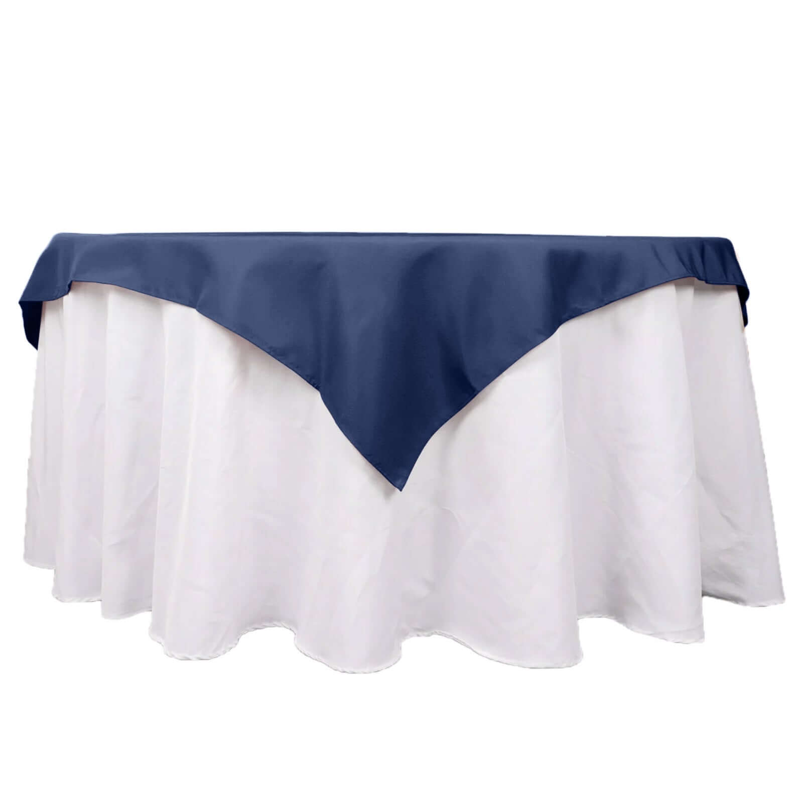 Premium Polyester 54x54 Table Overlay Square Tablecloth Navy Blue - Stain and Wrinkle-Resistant 220GSM Table Topper