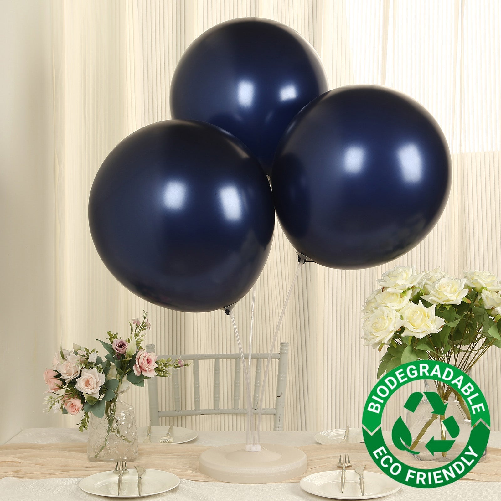 10 Pack Navy Blue Biodegradable Balloons, 18 Thickened Extra Strong Eco-friendly Latex Helium Party Balloons