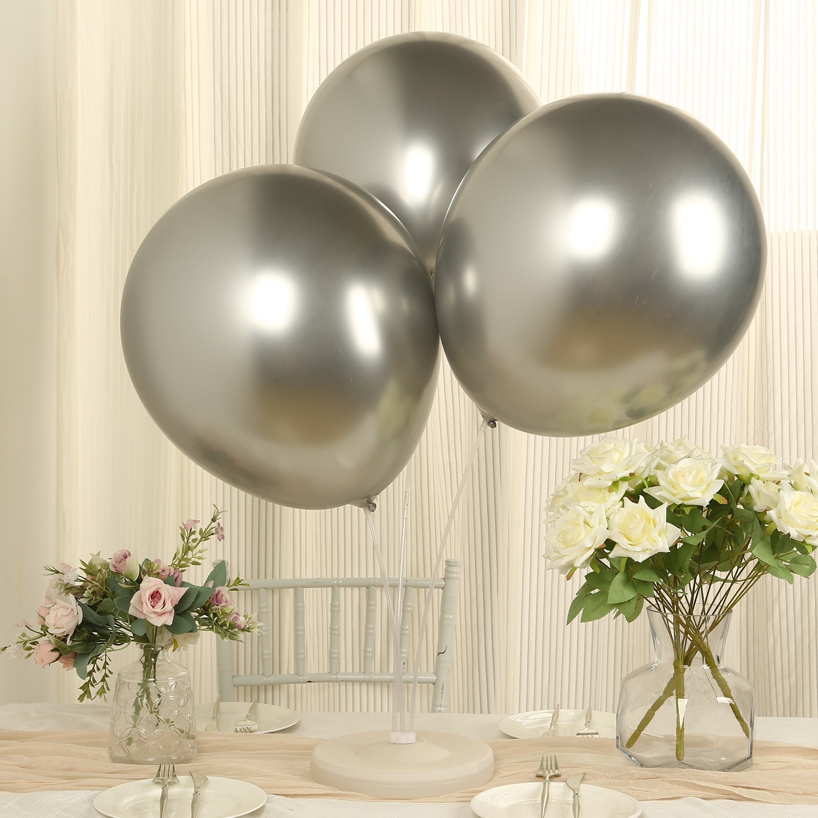 10 Pack Silver Biodegradable Balloons, 18 Thickened Extra Strong Eco-friendly Latex Helium Party Balloons