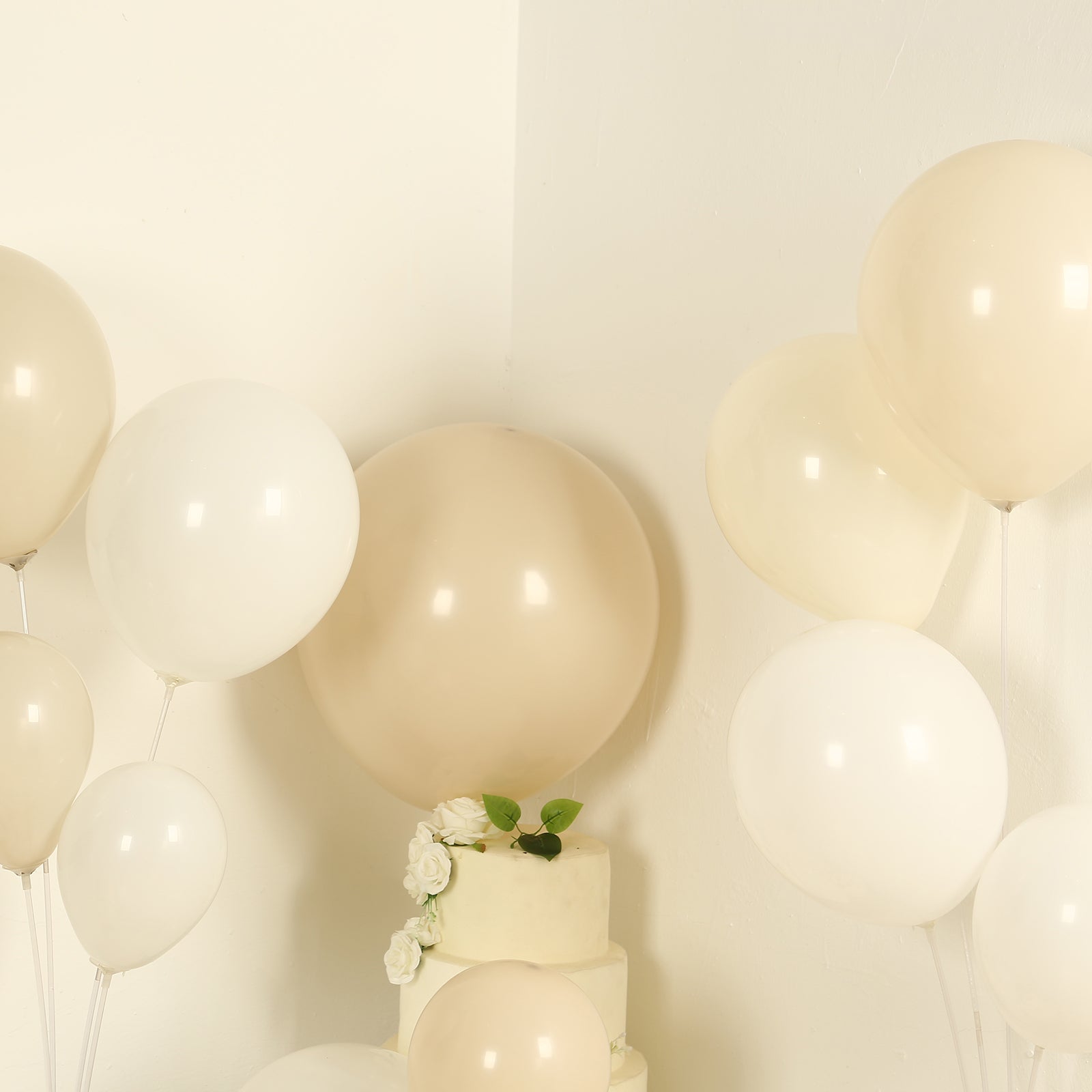 Set of 95 White Beige Biodegradable Balloon Arch Kit, Extra Strong Eco-friendly Latex Party Balloon Garland