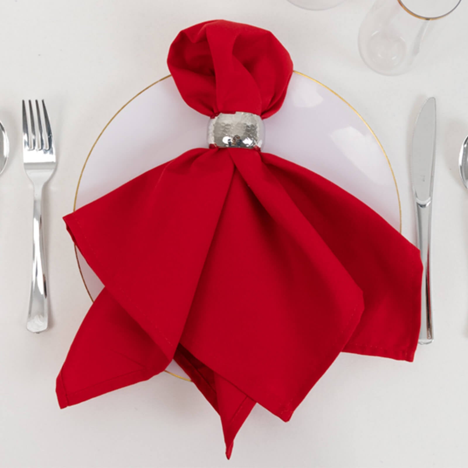 5 Pack Cotton Blend 20x20 Napkins Red - Wrinkle-Resistant & Washable Dinner Napkins