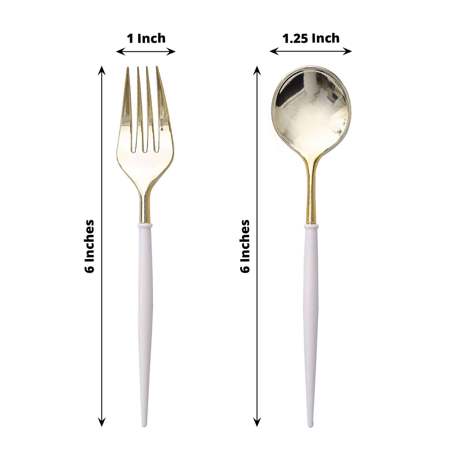 24-Pack Plastic Fork and Spoon Set Gold/Ivory - Heavy Duty Disposable Modern Utensils 6