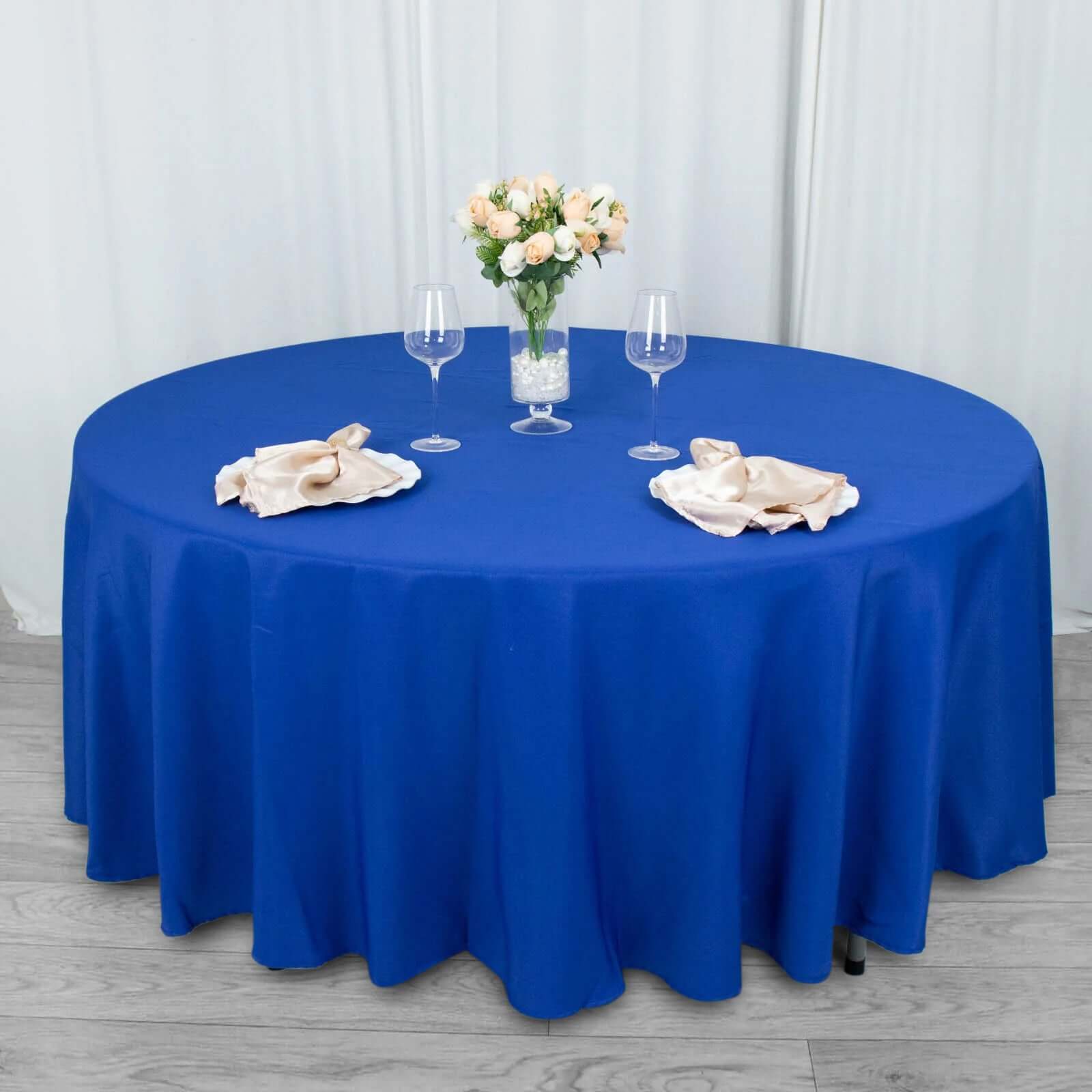Premium Polyester 108 Round Tablecloth Royal Blue - Wrinkle-Resistant 220GSM Table Cover