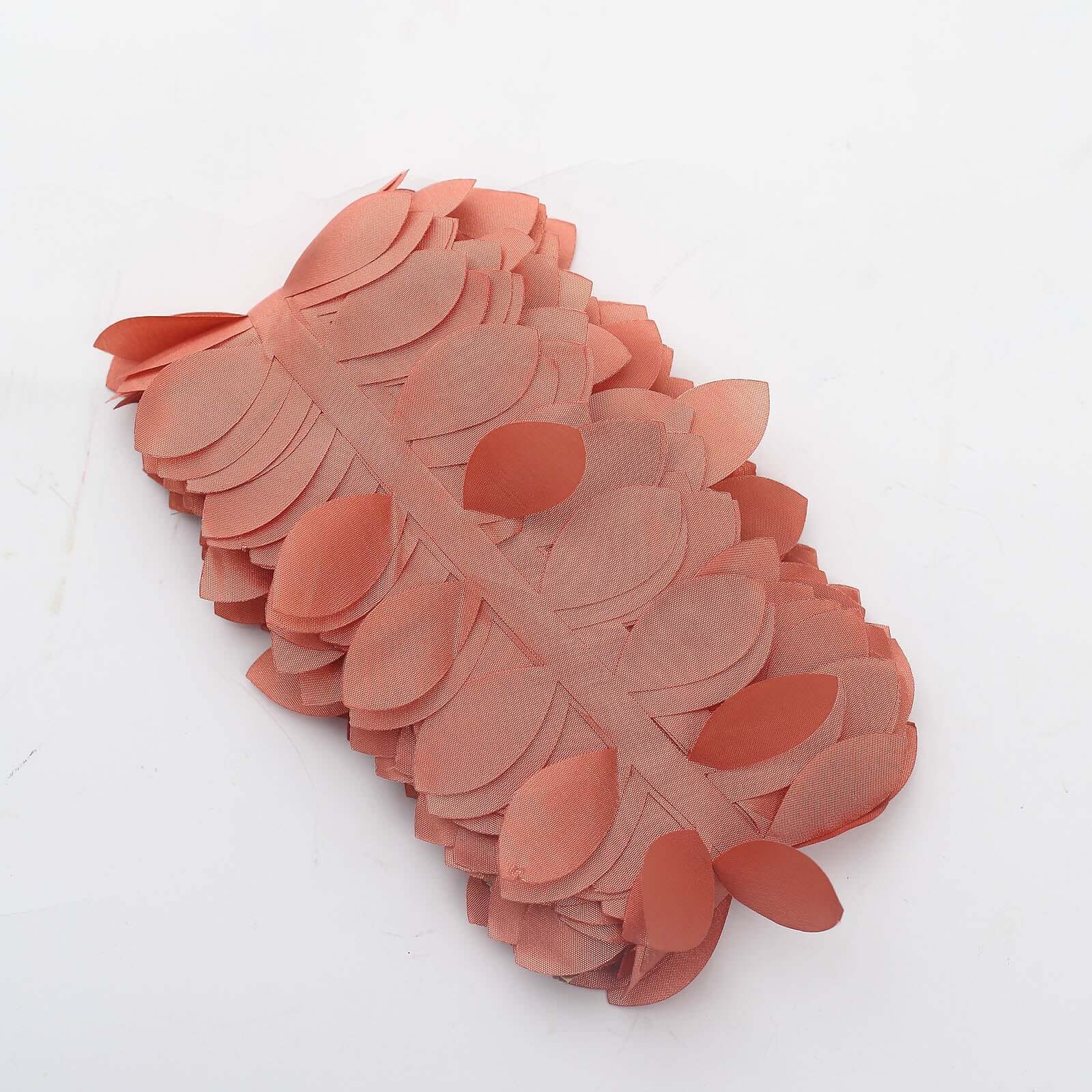 Taffeta Ribbon Sash with 4 Leaf Petal Design Terracotta (Rust) 50ft - Sophisticated Artificial Fabric Garland