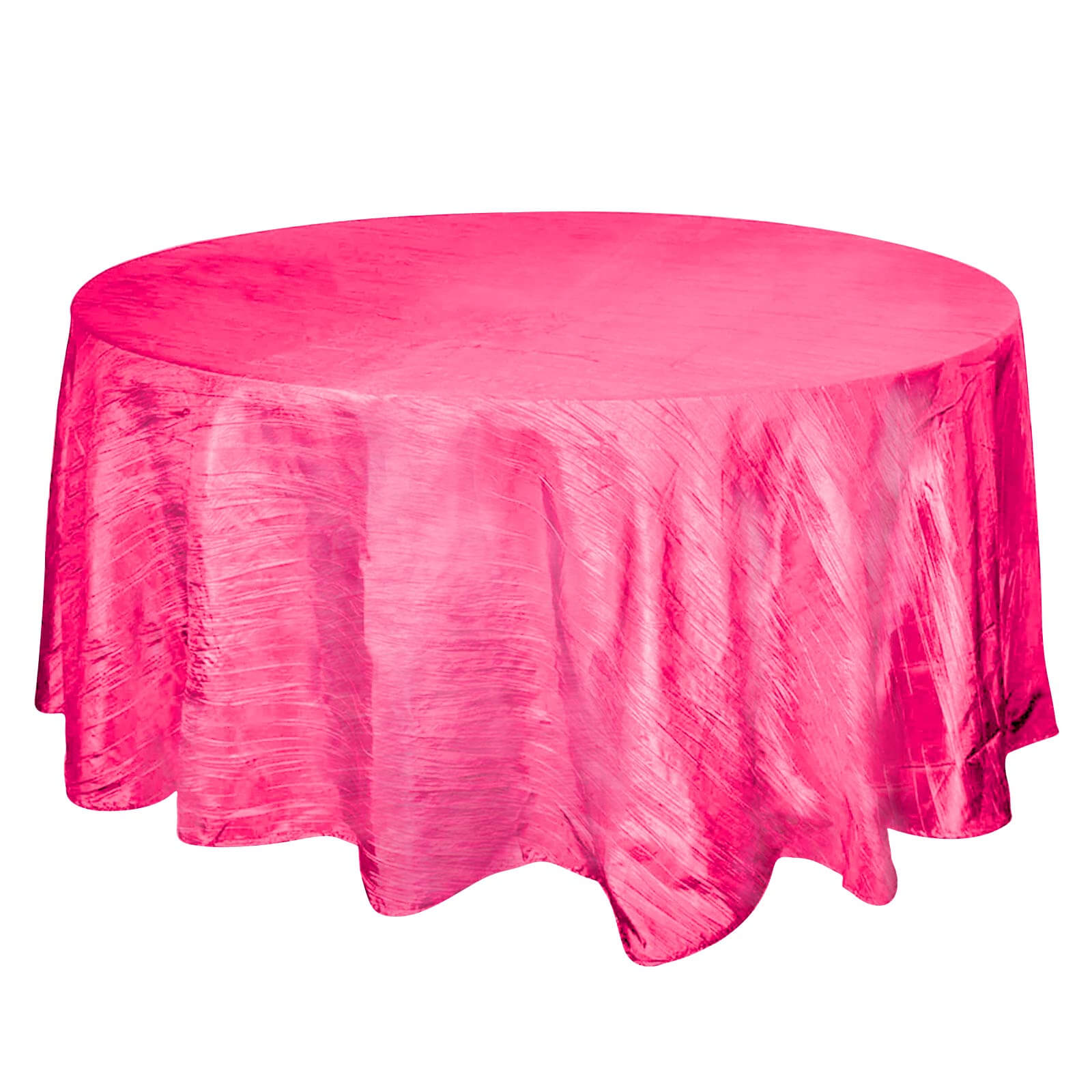 Taffeta 120 Round Tablecloth Fuchsia - Seamless Accordion Crinkle Table Cover