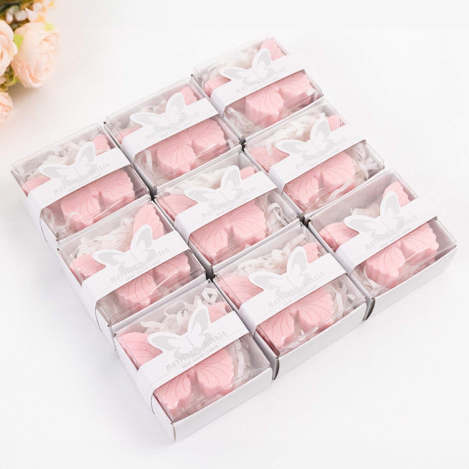 10 Pack Blush Butterfly Unscented Soap Baby Shower Favors with Gift Boxes, Pre-Packed Bridal Shower Wedding Souvenirs - 2