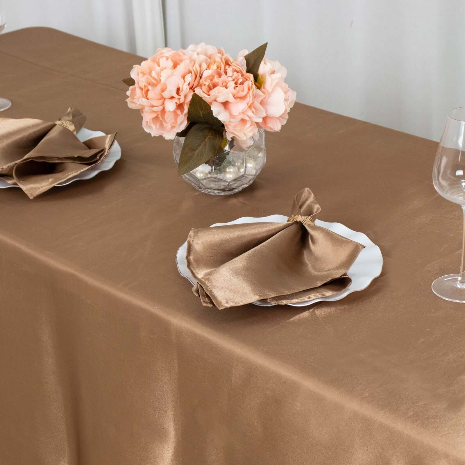 Satin Rectangular 60x126 Tablecloth Taupe - Smooth and Lustrous Table Cover