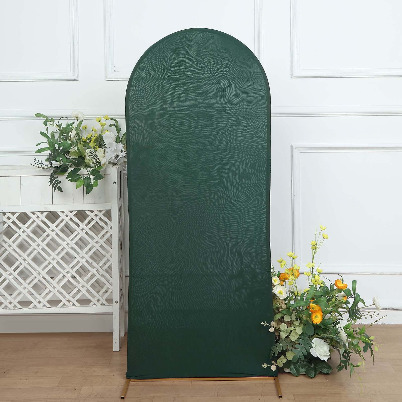 5ft Matte Hunter Emerald Green Spandex Fitted Chiara Backdrop Stand Cover For Round Top Wedding Arch