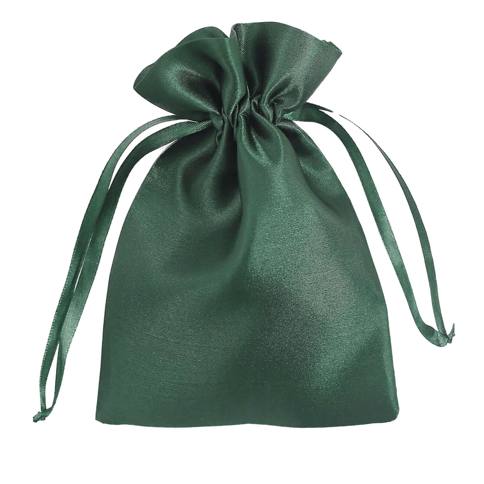 12 Pack 5x7 Hunter Emerald Green Satin Wedding Party Favor Bags, Drawstring Pouch Gift Bags