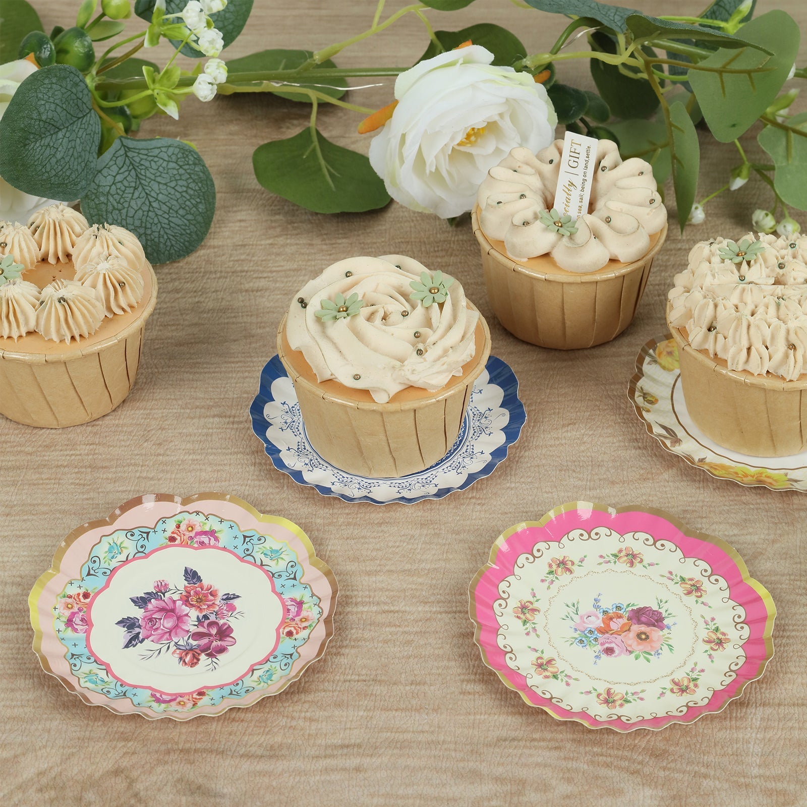 48 Pack Vintage Floral Mini Paper Plates - 3.5 Disposable Plates for Snacks, Dips