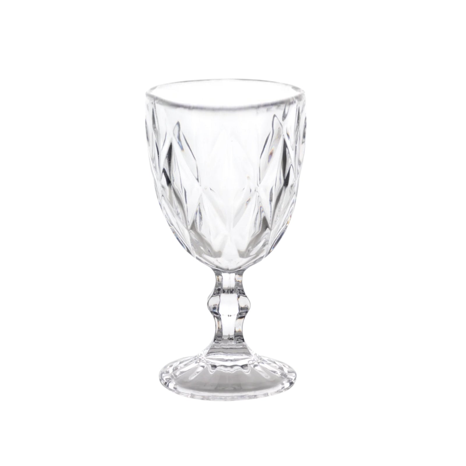 6-Pack Wine Glasses Clear Embossed Crystal Cut Design Stemmed - Goblets for Parties & Events 12oz 7