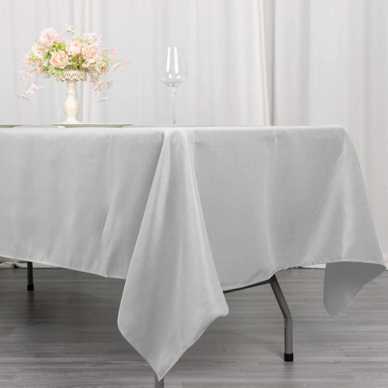 Premium Polyester 60x102 Rectangle Tablecloth Silver - Durable 220GSM Wrinkle-Resistant Table Cover