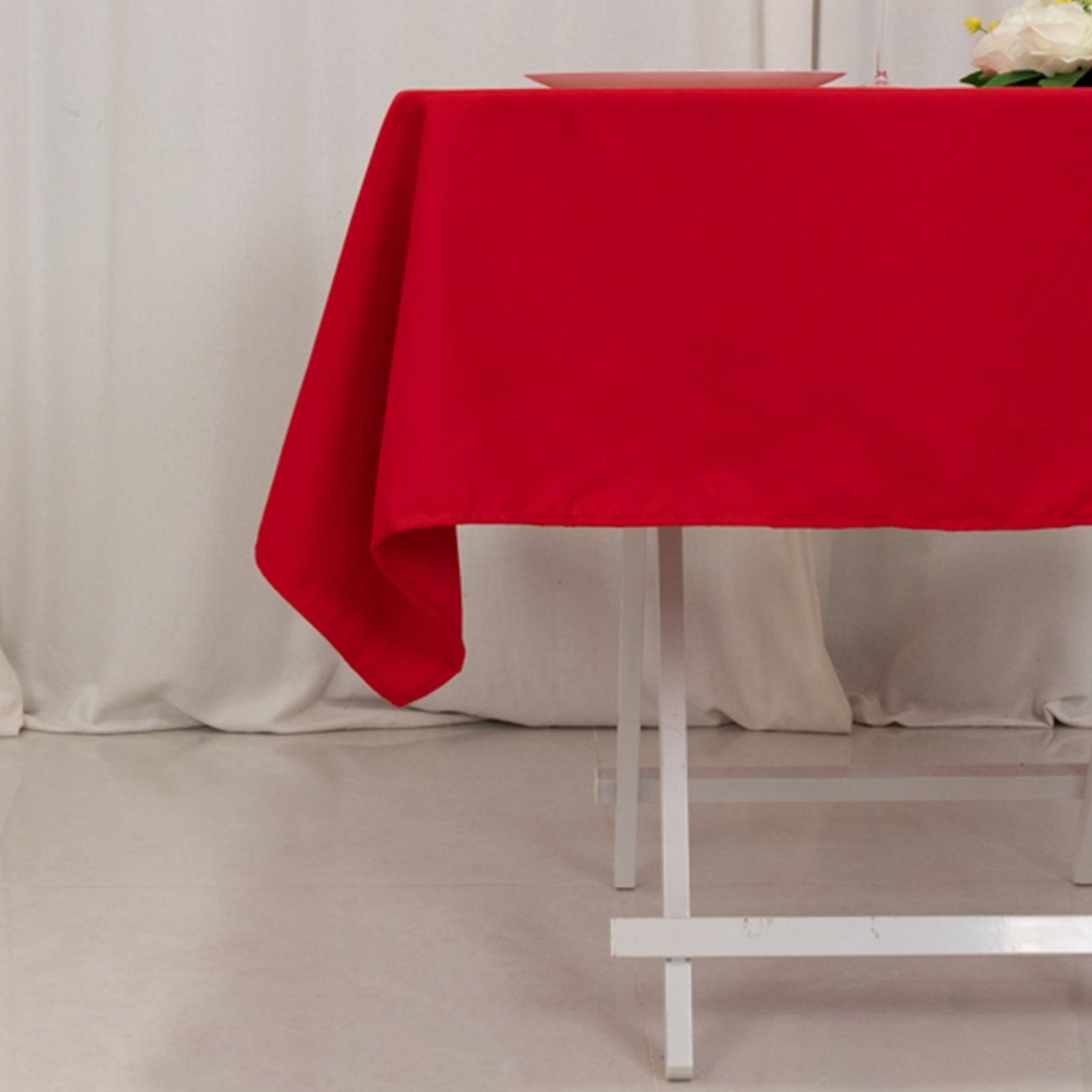 Cotton Blend 54x54 Square Tablecloth Red - Wrinkle-Resistant Table Cover