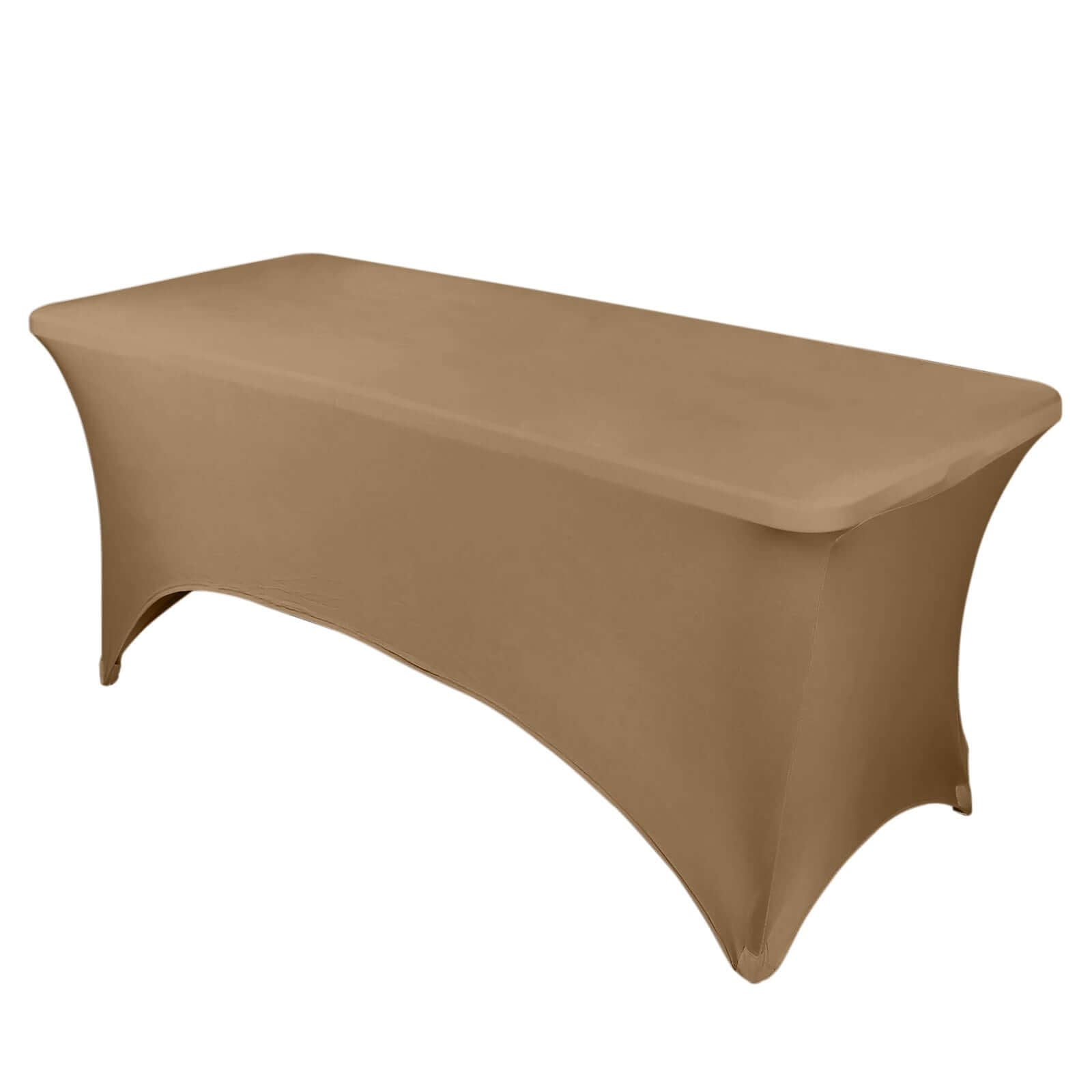 Stretch Spandex 96x30 Rectangle Table Cover Taupe - Durable Form-Fitting Tablecloth