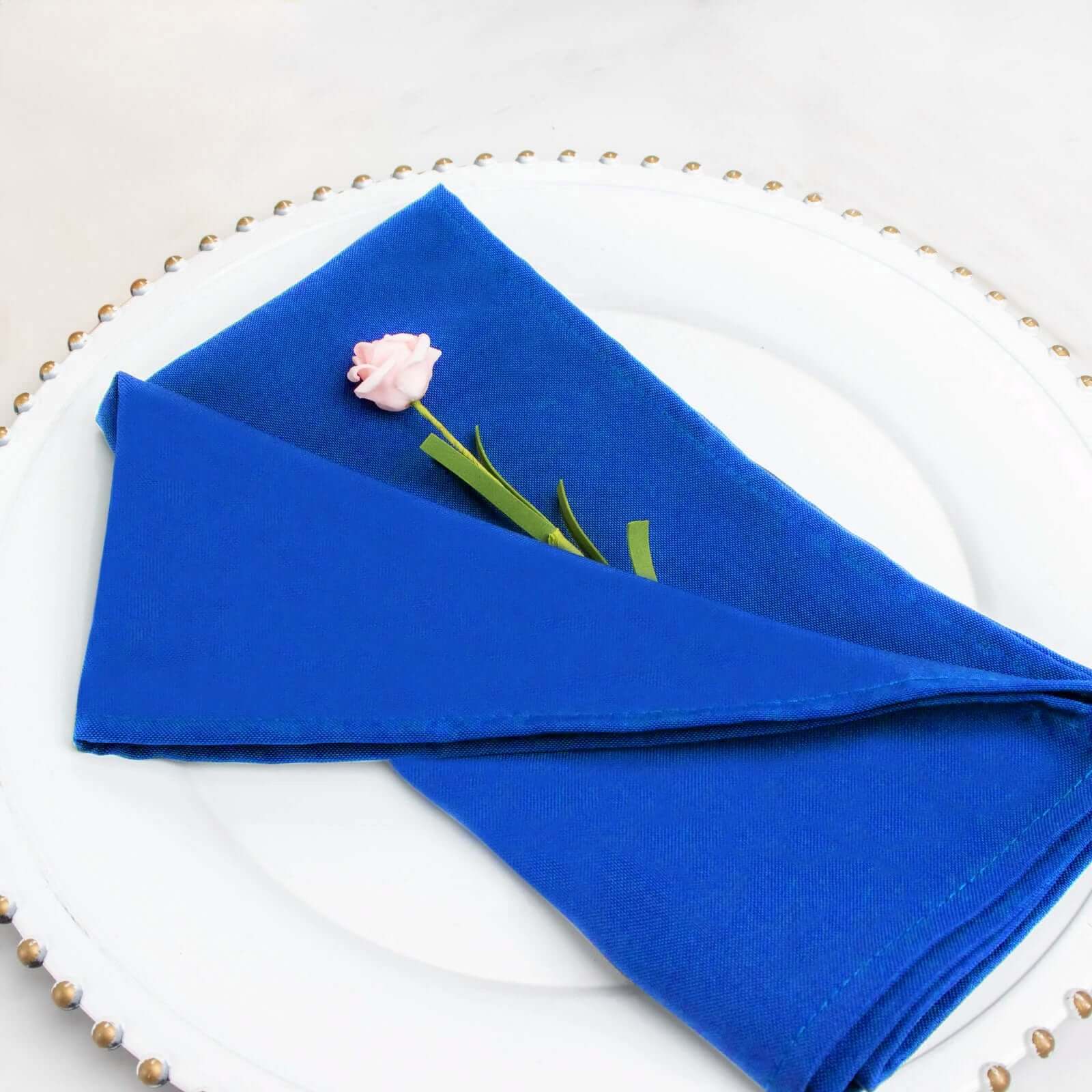 5 Pack Premium Polyester 20x20 Napkins Royal Blue - Wrinkle-Resistant & Durable Dinner Napkins