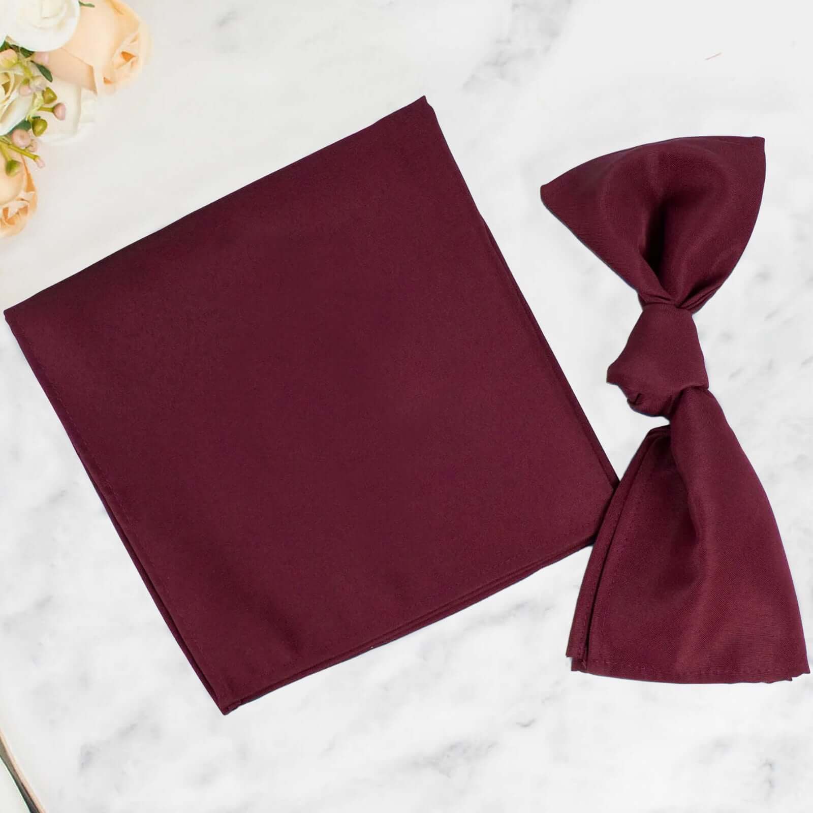 5 Pack Premium Polyester 20x20 Napkins Burgundy - Wrinkle-Resistant & Durable Dinner Napkins