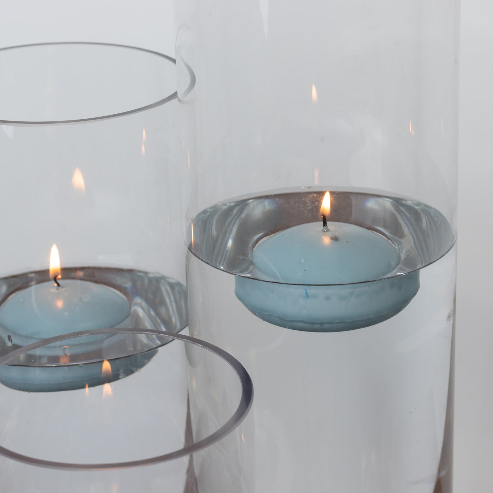 12 Pack 3 Dusty Blue Floating Candles, Unscented Dripless Wax Discs for Centerpieces