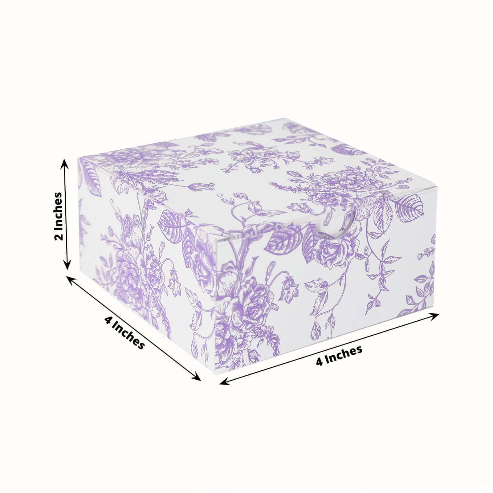 25 Pack Party Favors Boxes in French Toile Pattern, Matte Lavender and White Candy Gift Boxes - Cardstock Paper - 4x4x2