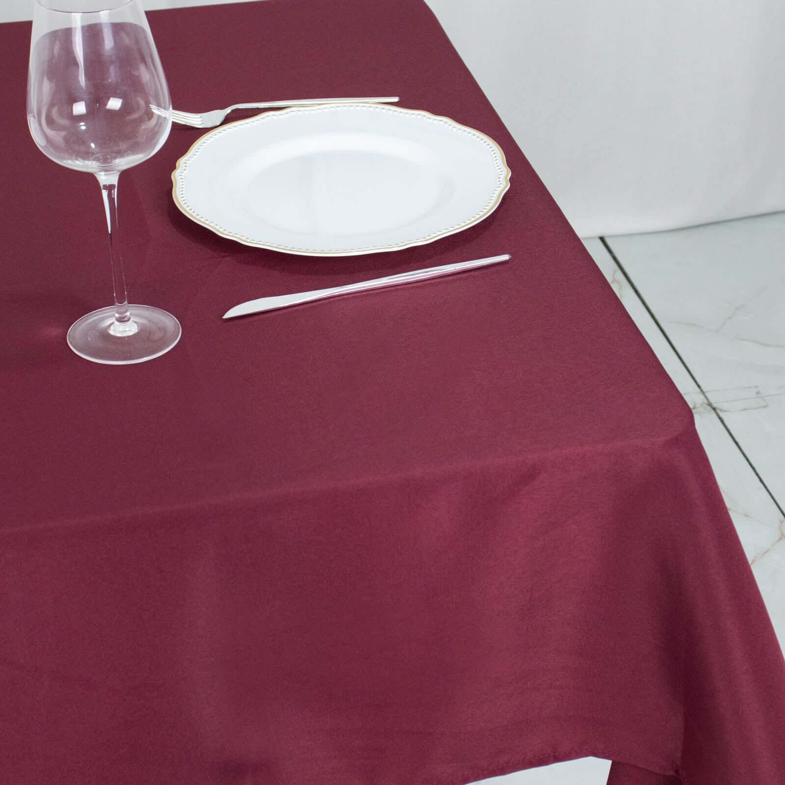 Premium Polyester 54x54 Table Overlay Square Tablecloth Burgundy - Stain and Wrinkle-Resistant 220GSM Table Topper