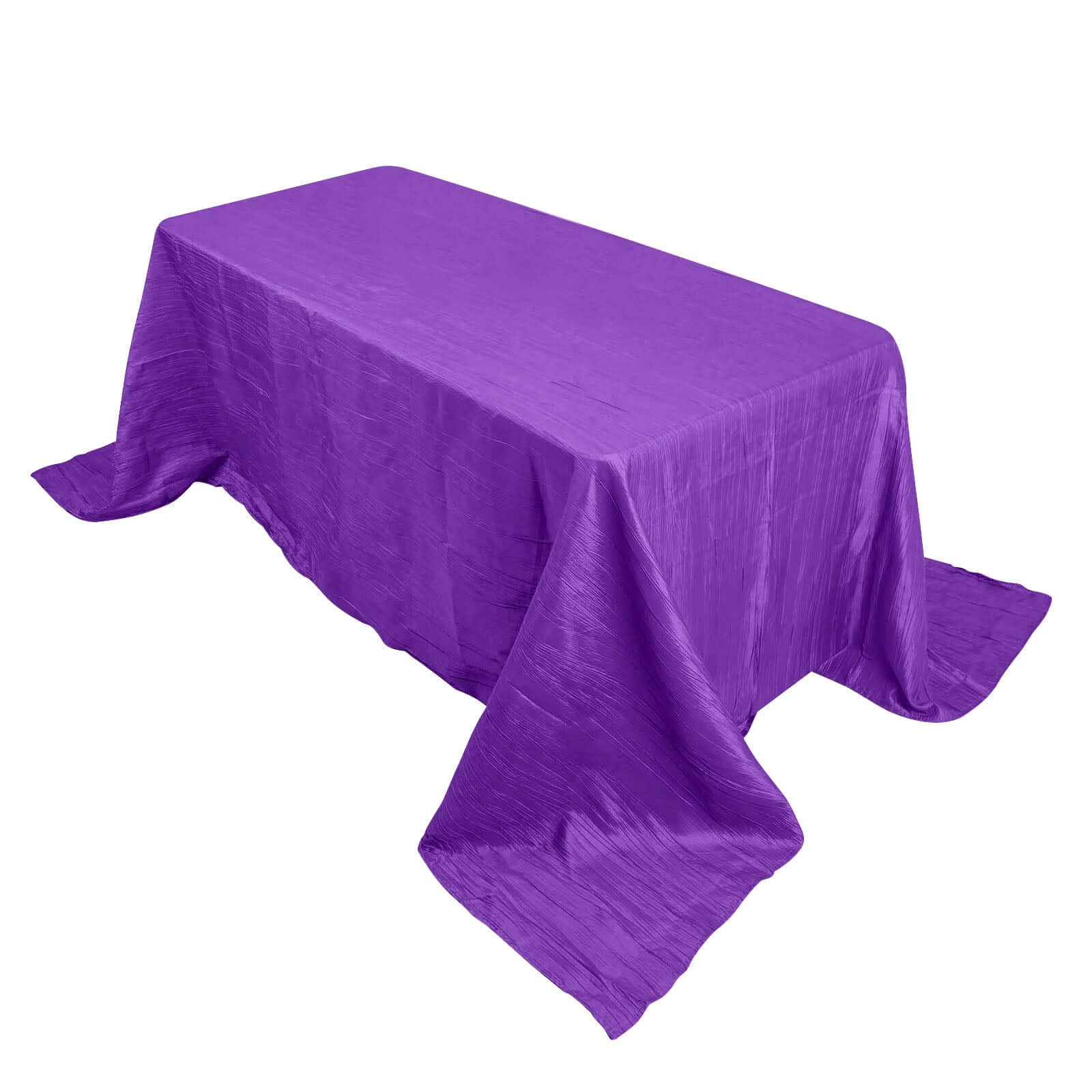 Taffeta 90x132 Rectangle Tablecloth Purple - Seamless Accordion Crinkle Table Cover