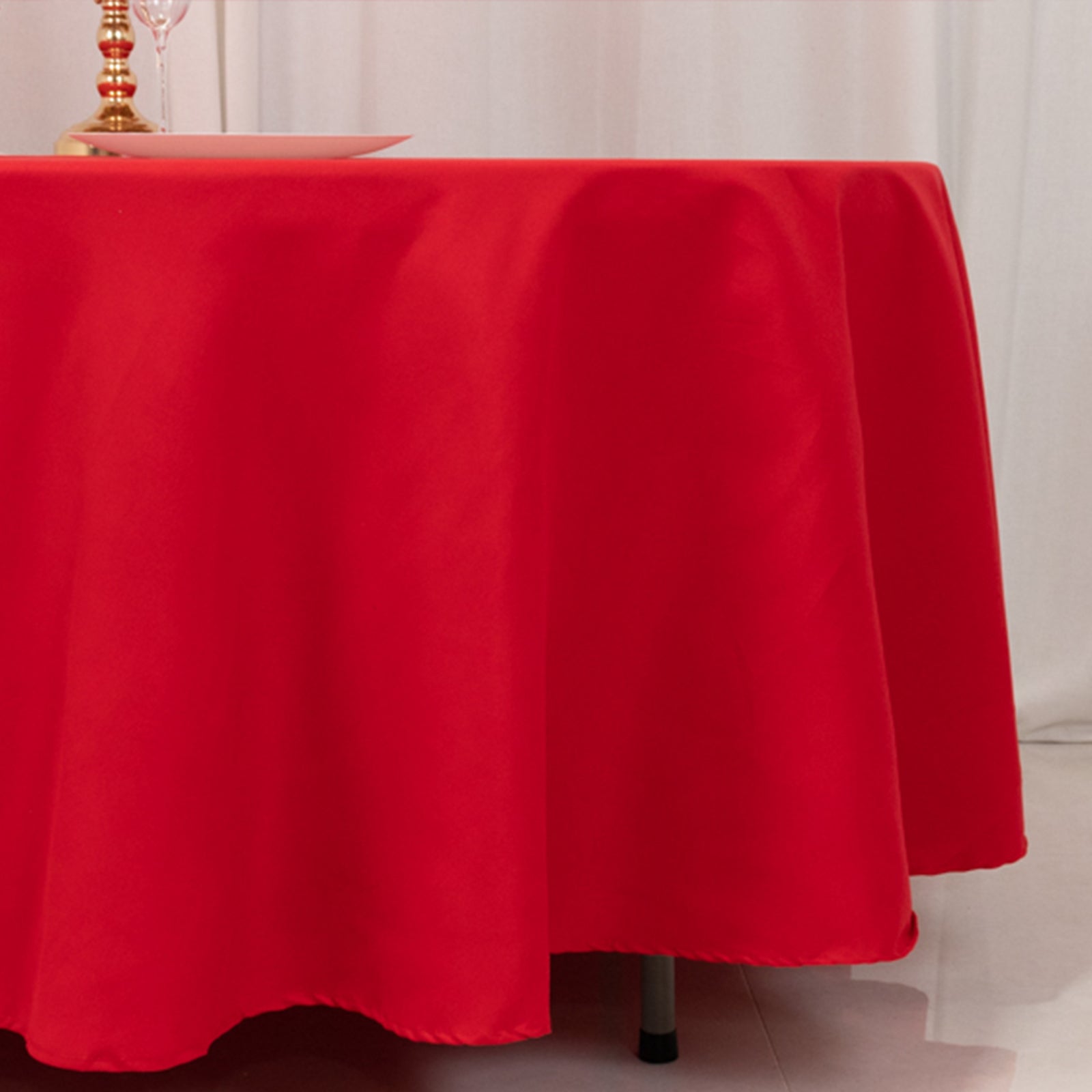 Cotton Blend 108 Round Tablecloth Red - Wrinkle-Resistant Design